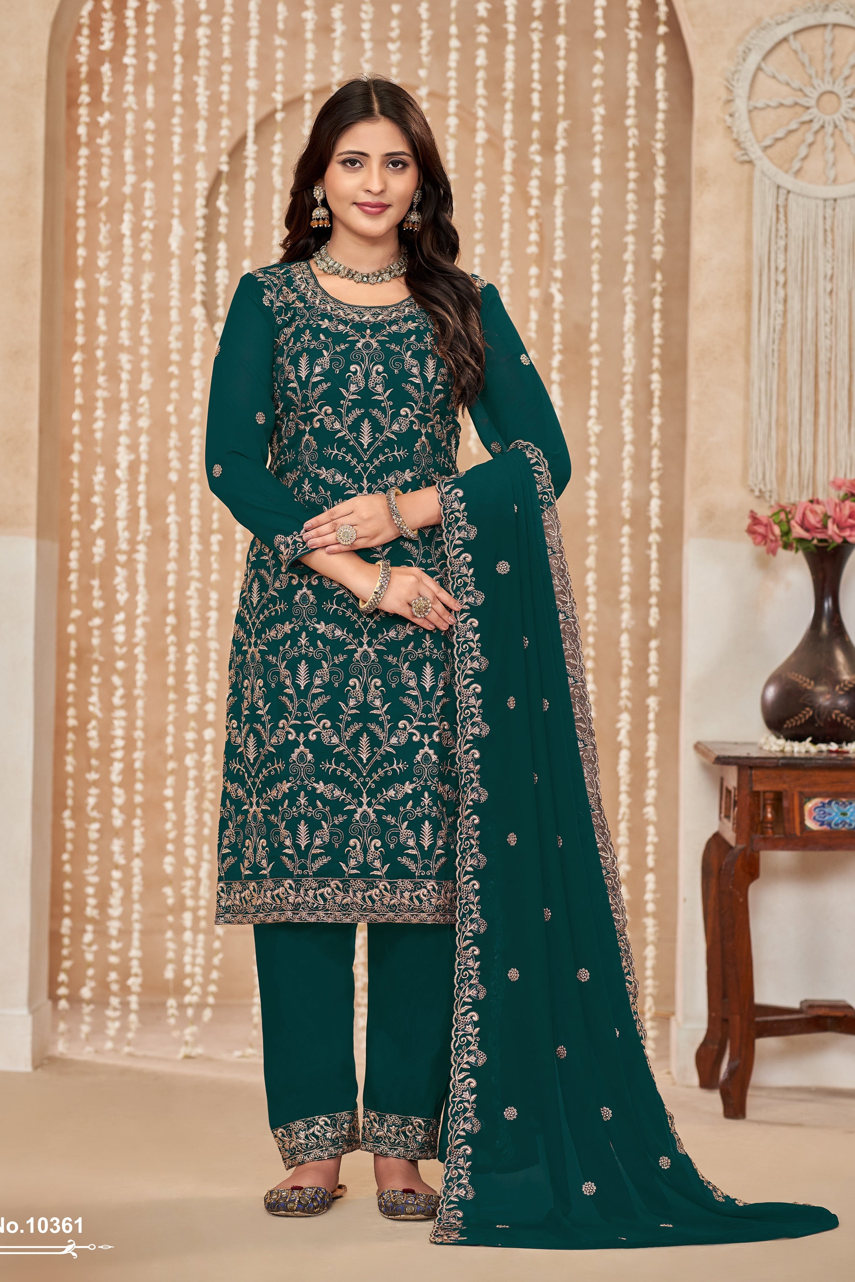Faux Georgette Palazzo Suit Set with Dupatta EAST0015