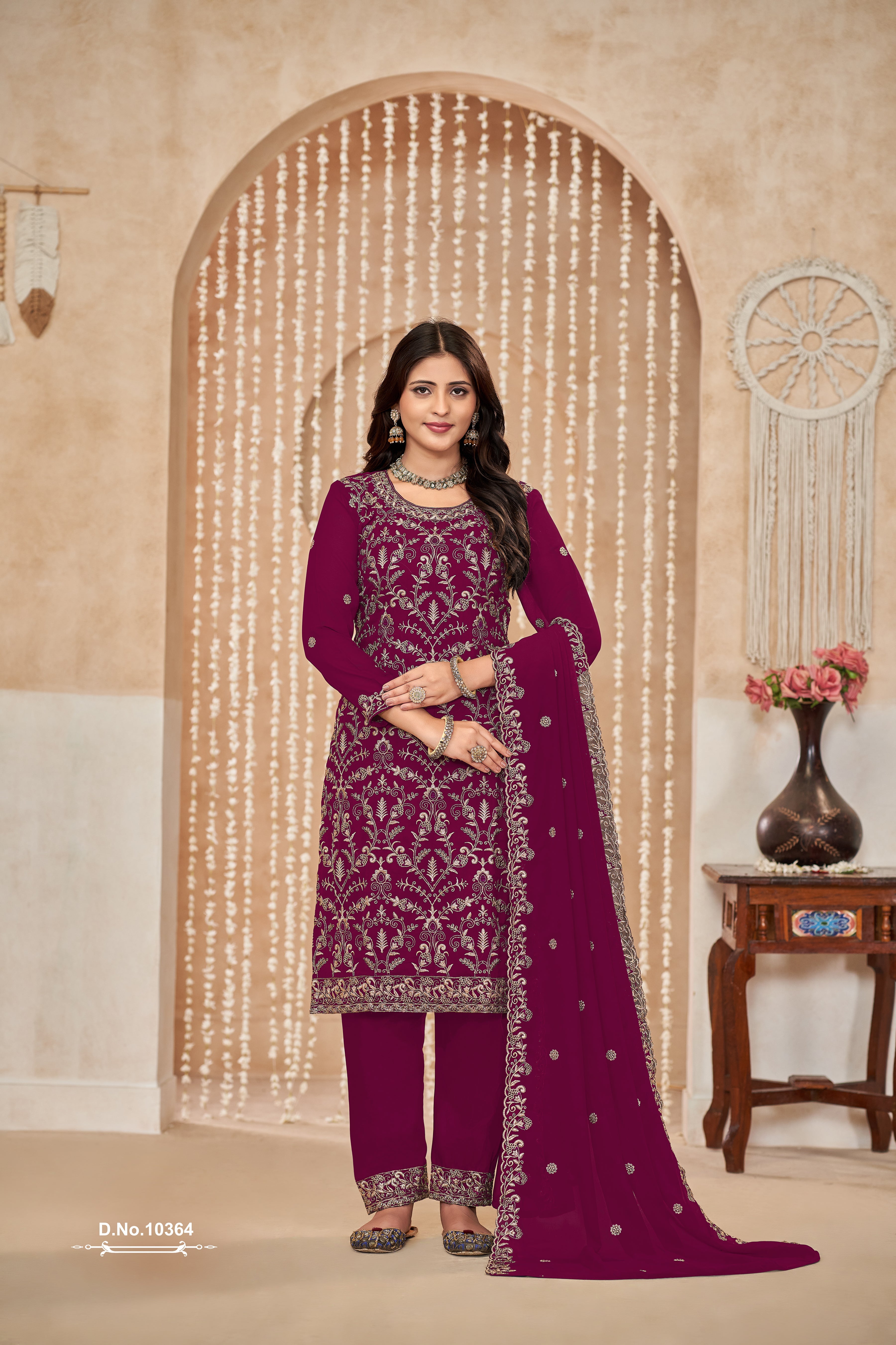 Faux Georgette Palazzo Suit Set with Dupatta EAST0015