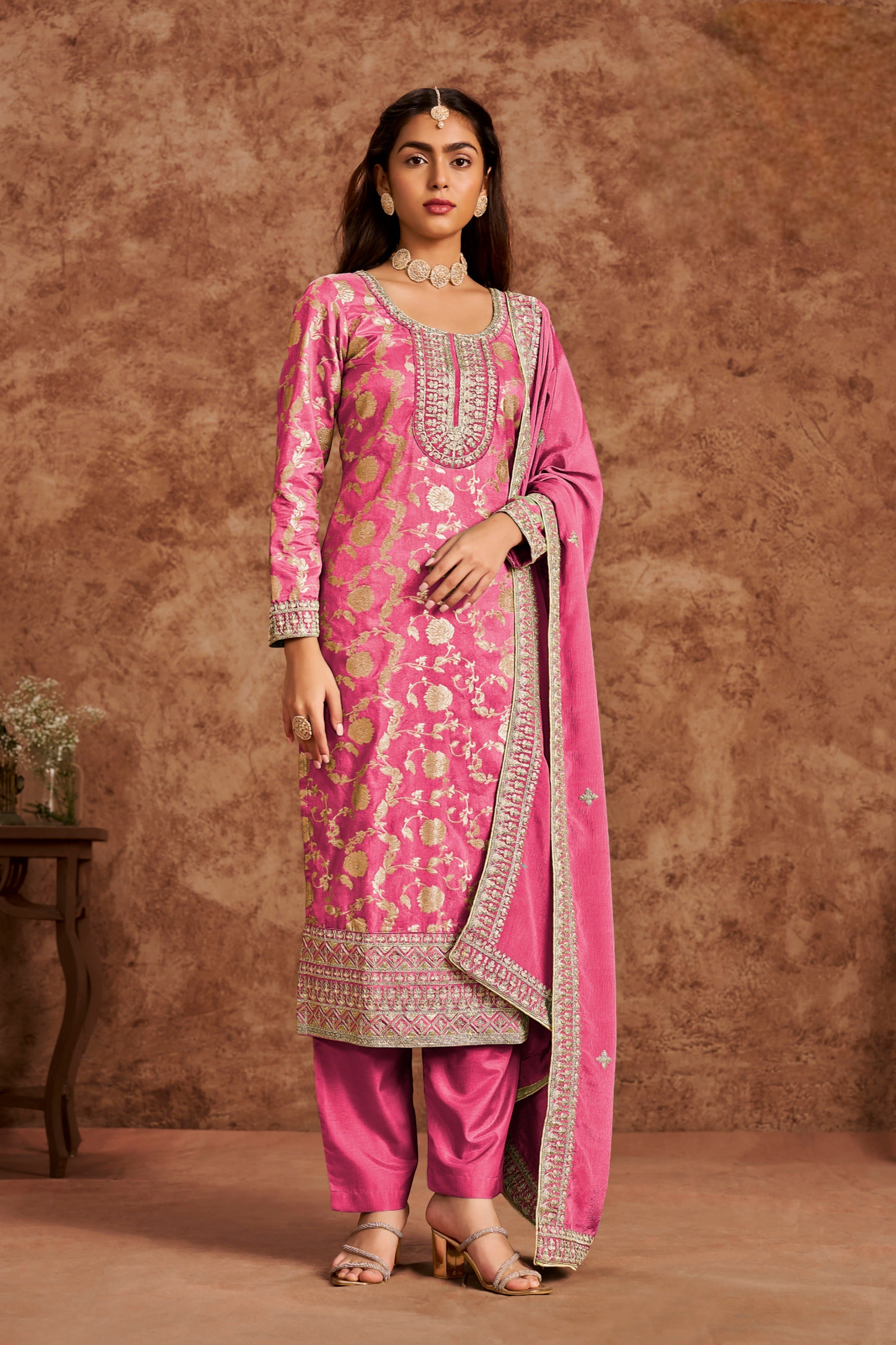 Dola Silk Jacquard Suit with Chinon Dupatta EAST0017