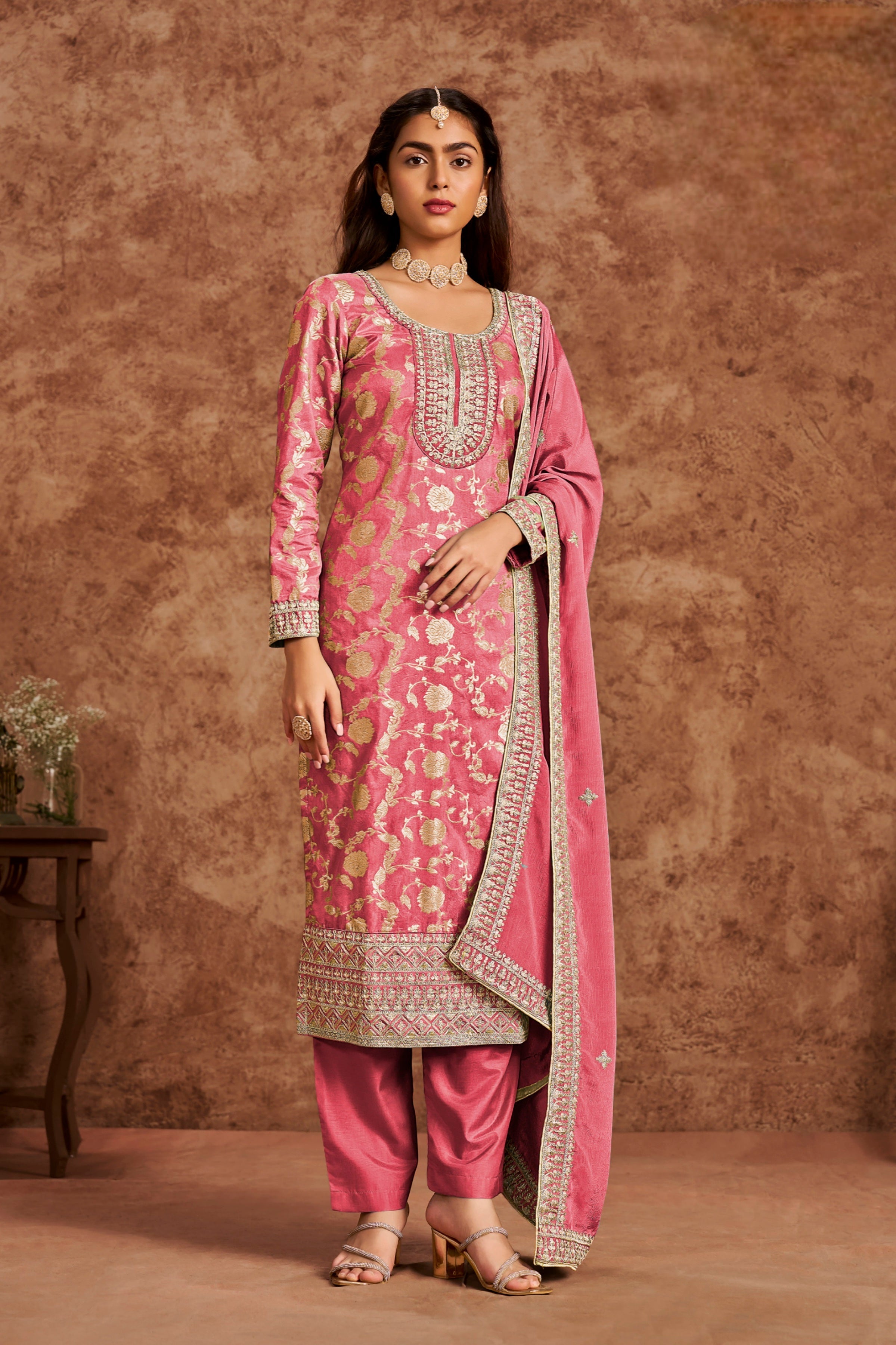 Dola Silk Jacquard Suit with Chinon Dupatta EAST0017
