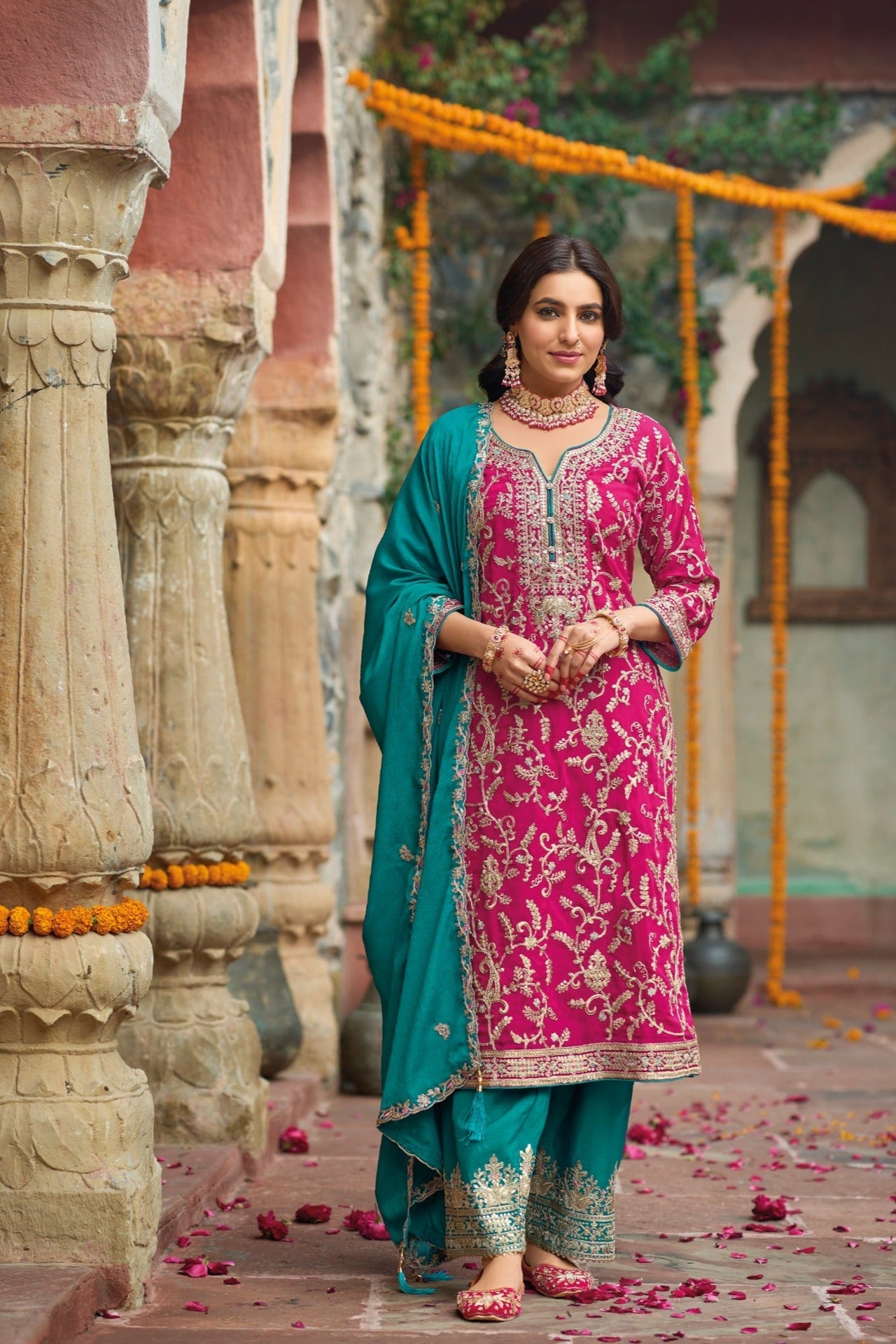 Heavy Embroidered Chinon Suit EAST0008