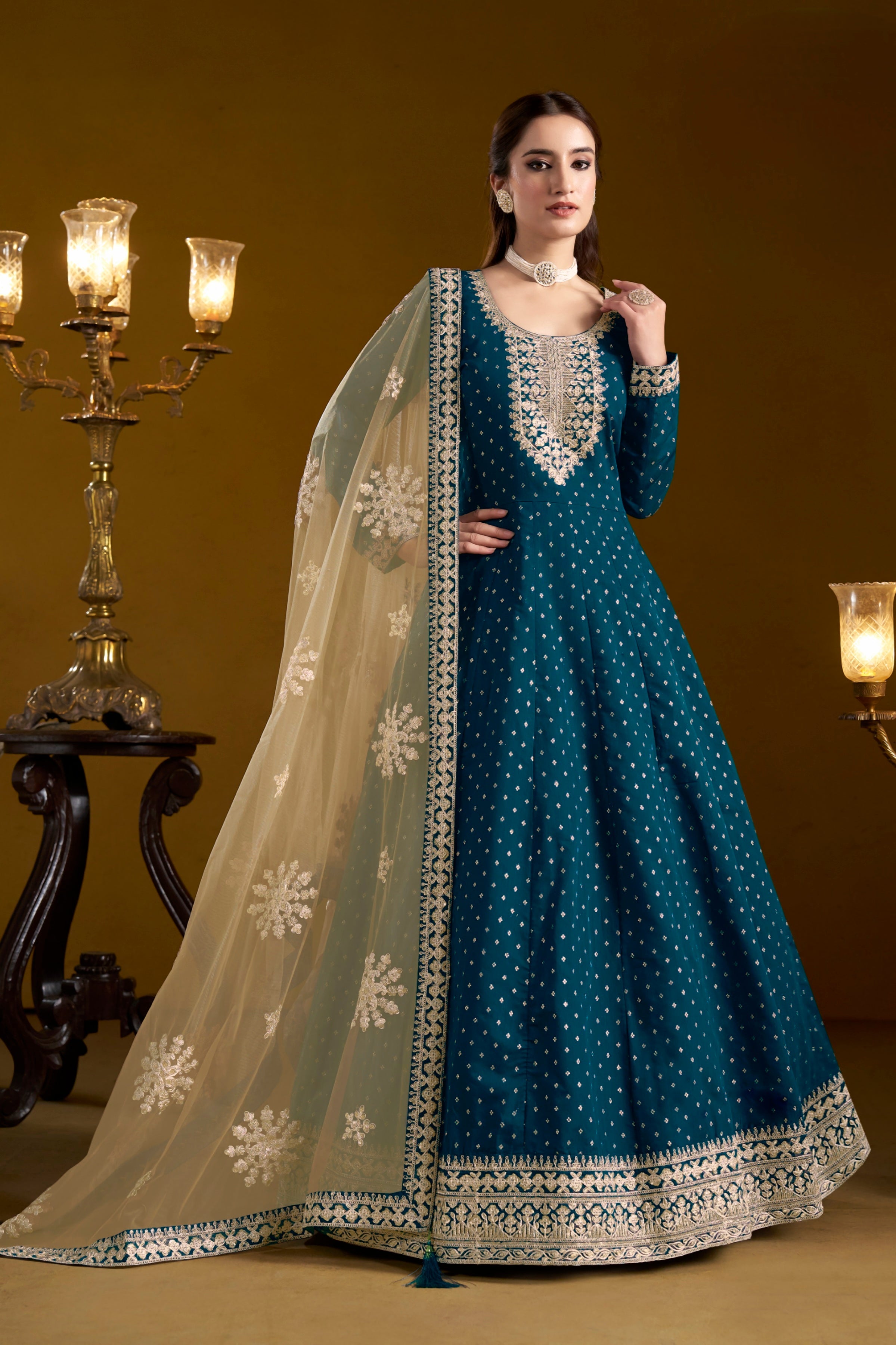 Chanderi Charm Embroidered Gown EAGW0057