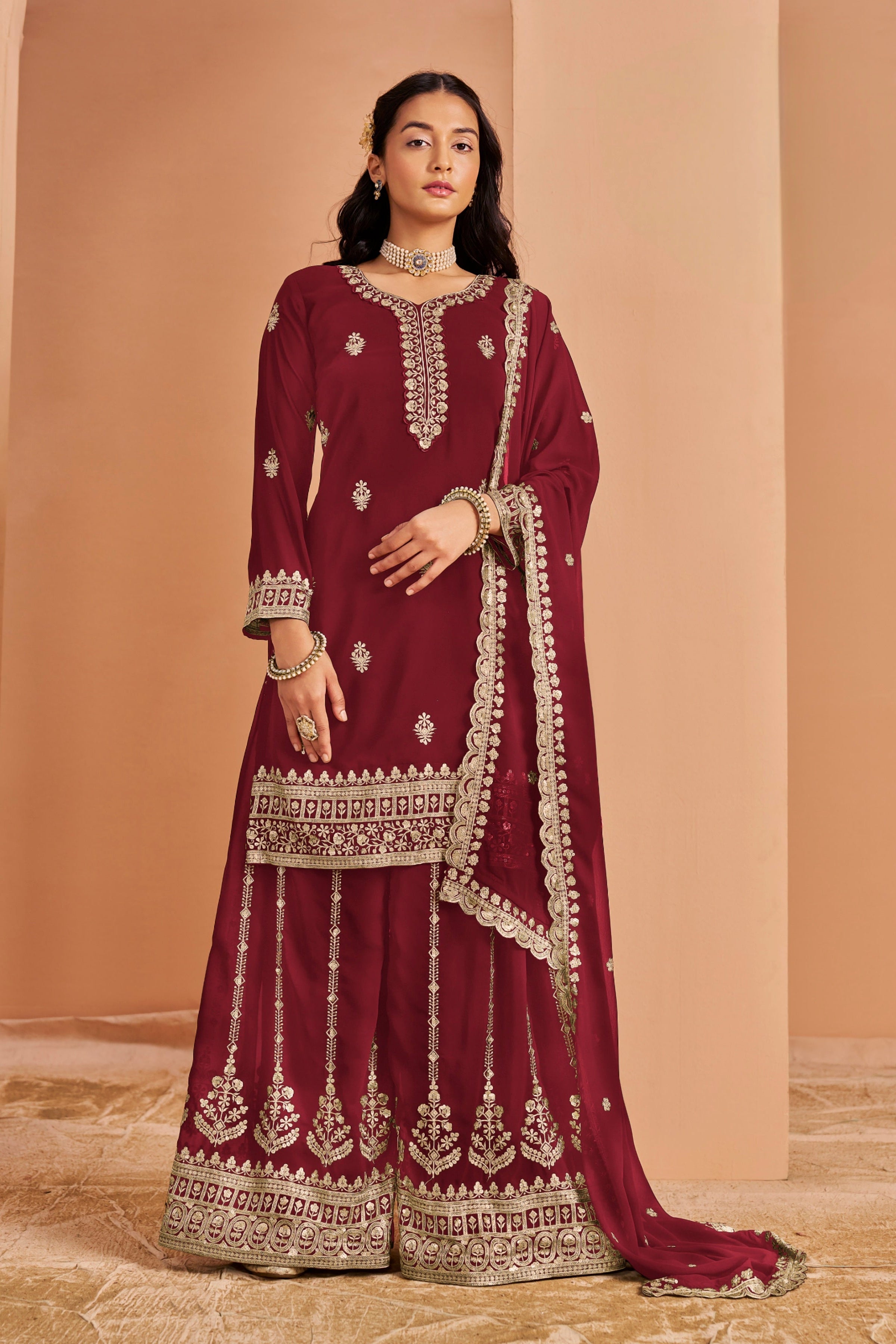 Faux Georgatte Designer SHARARA EASR0052