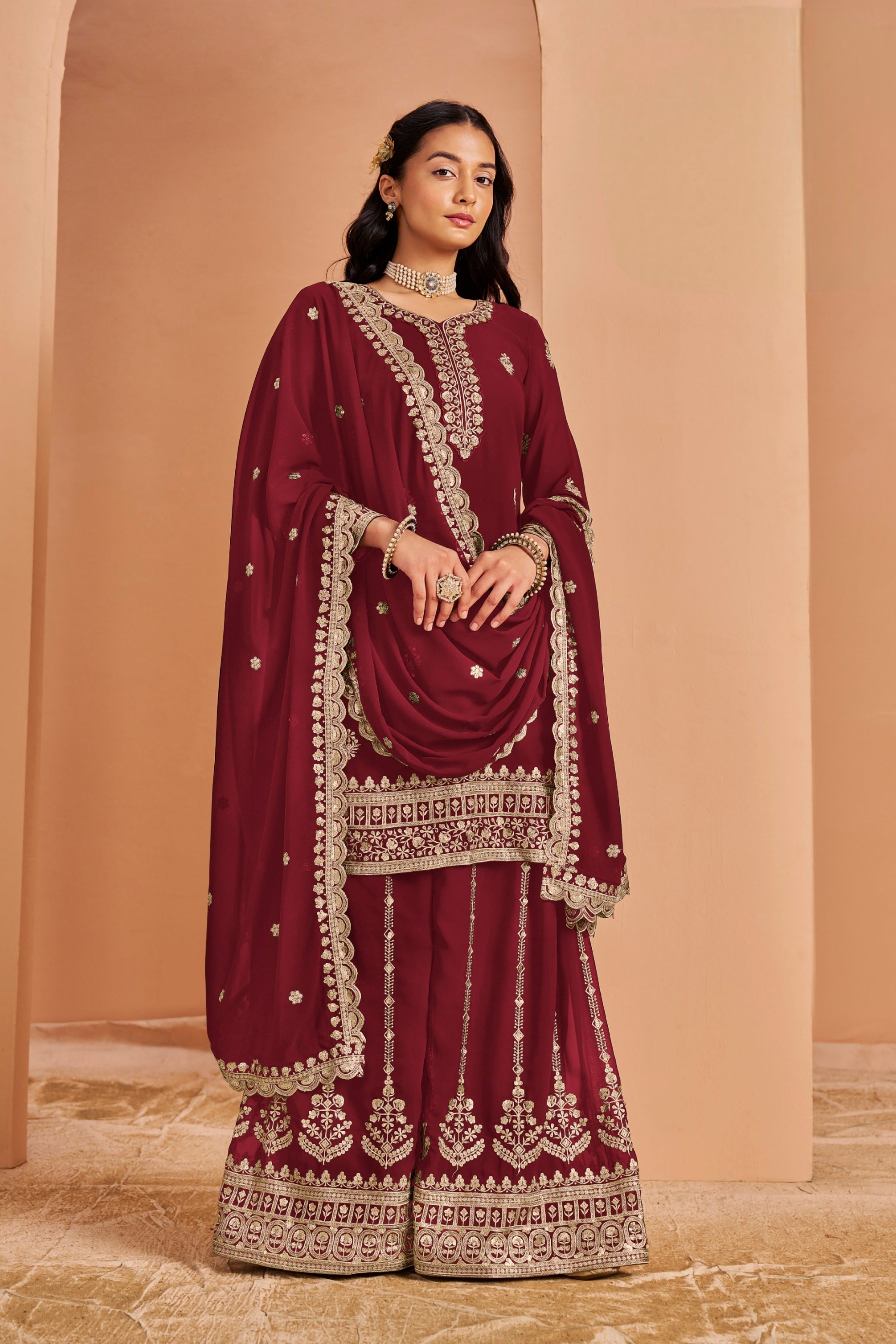 Faux Georgatte Designer SHARARA EASR0052