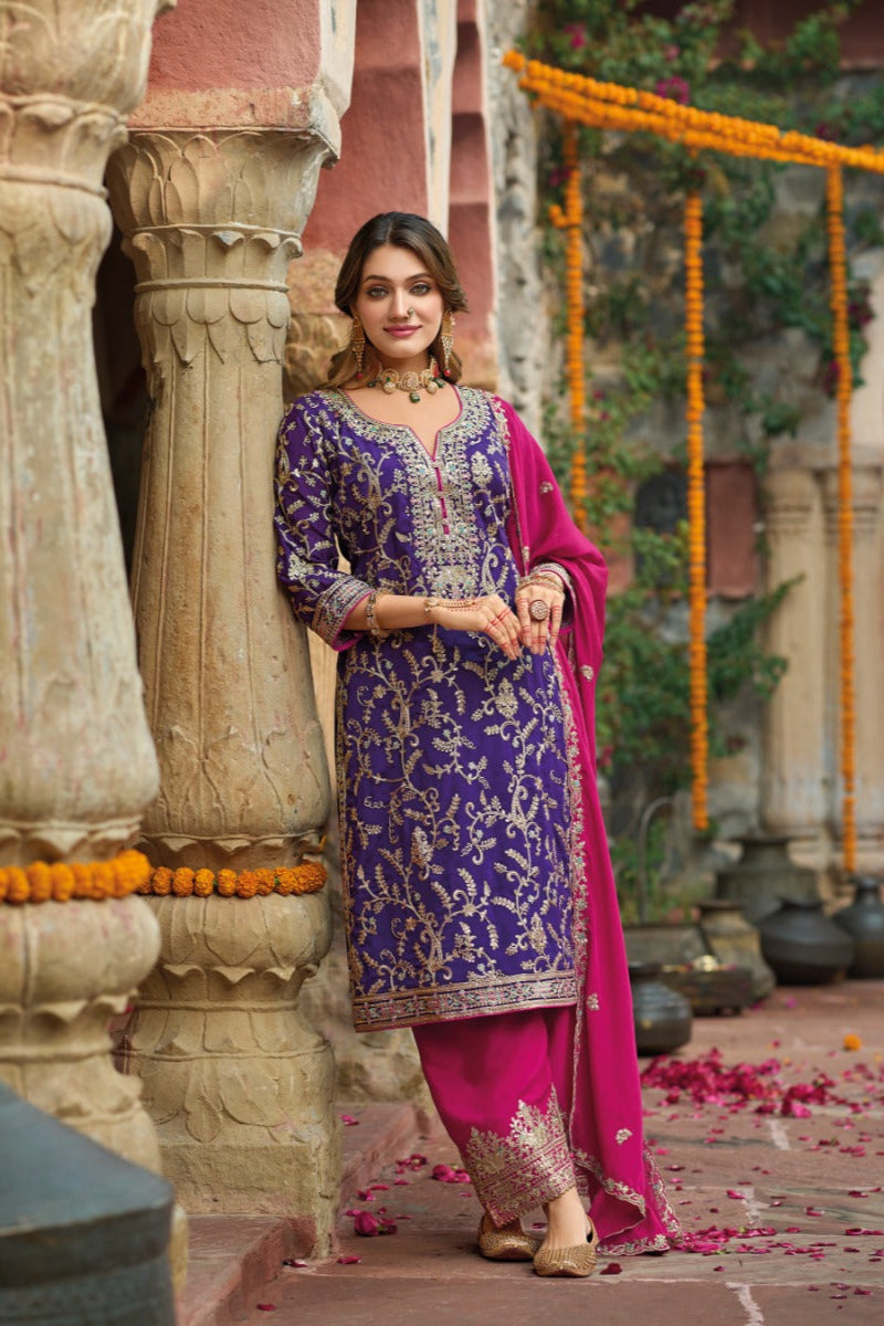 Heavy Embroidered Chinon Suit EAST0008