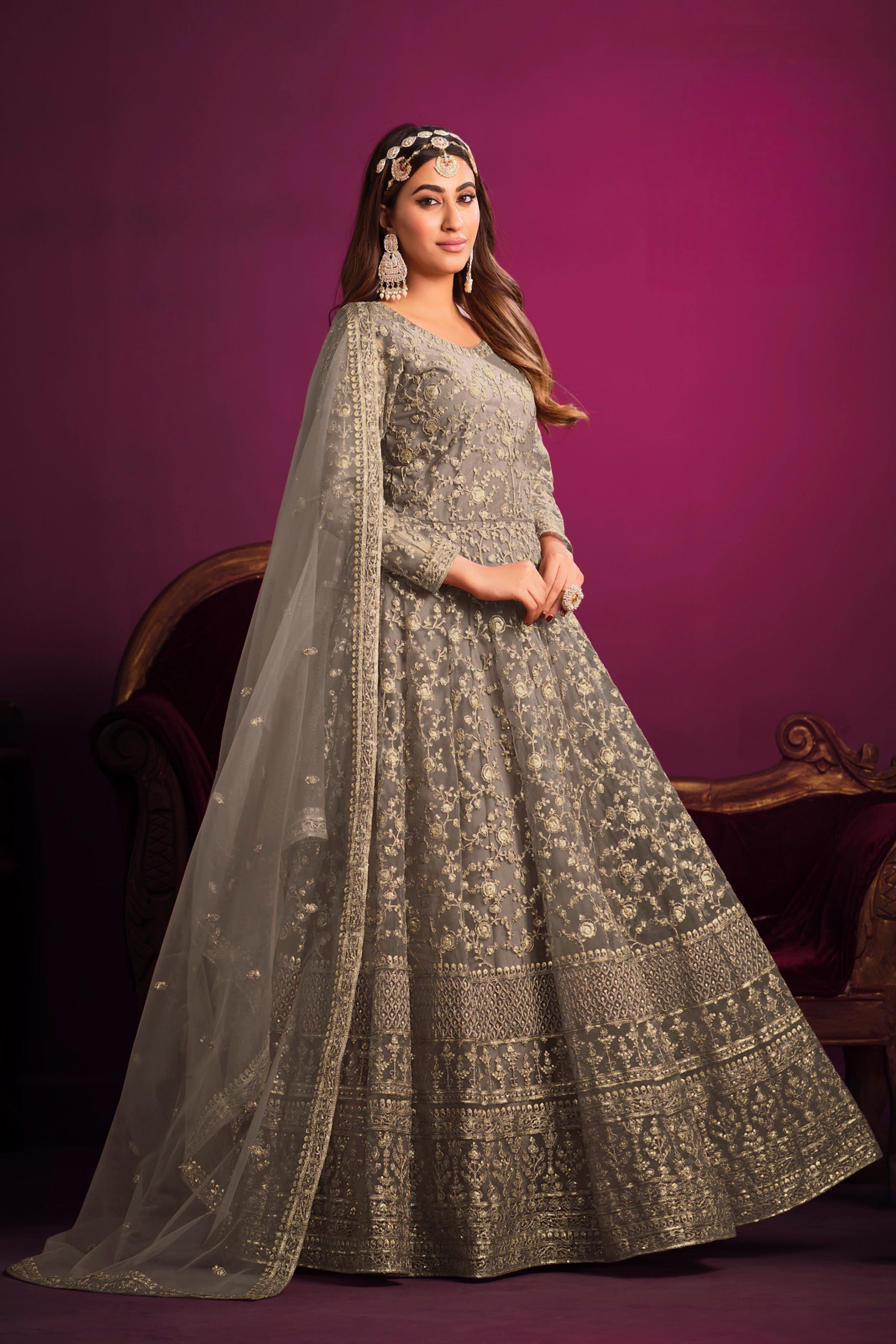 Designer gown on net fabric LXGW0014