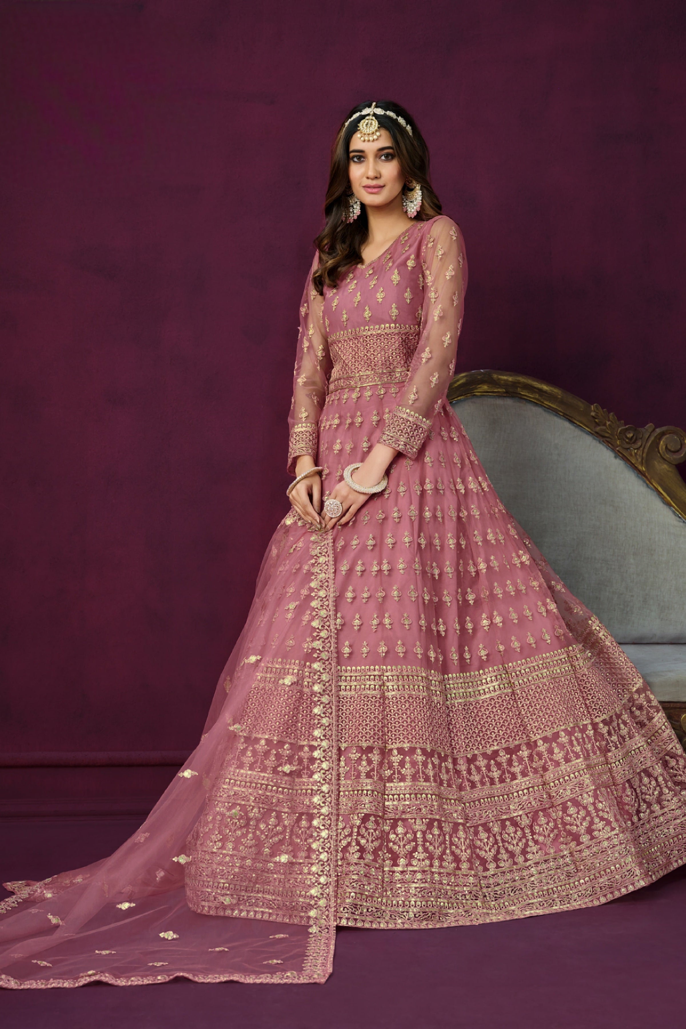 Embroidered Designer gown on net fabric LXGW0018