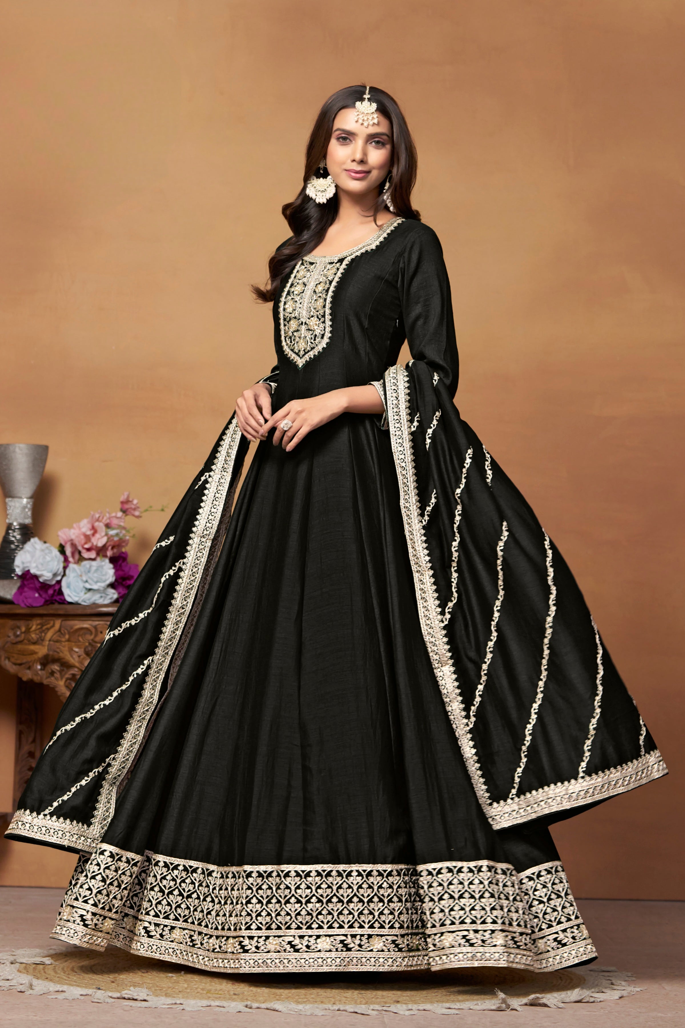 Silken Majesty Embroideried Gown EAGW0066