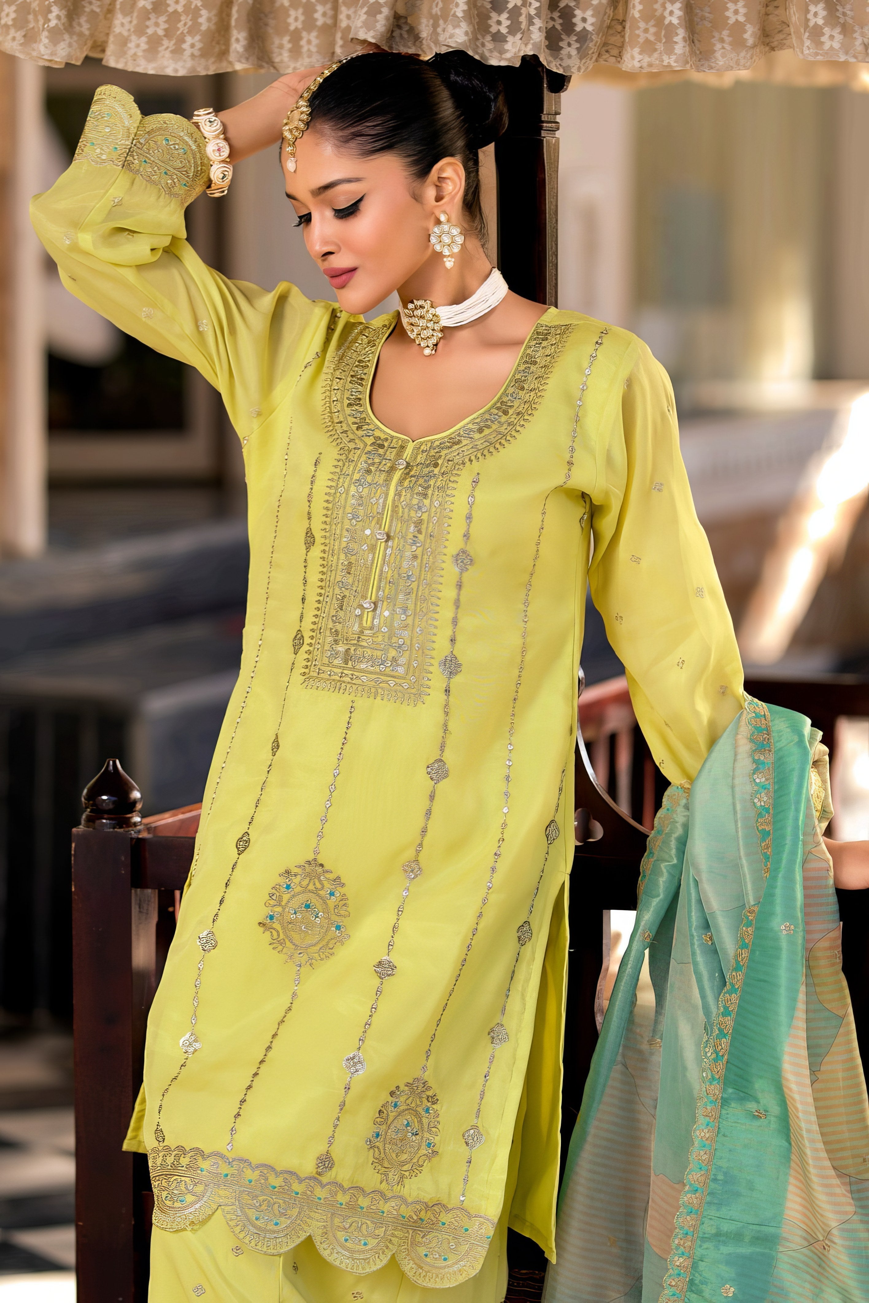 Simaya Embroidered Sharara LXSR0079