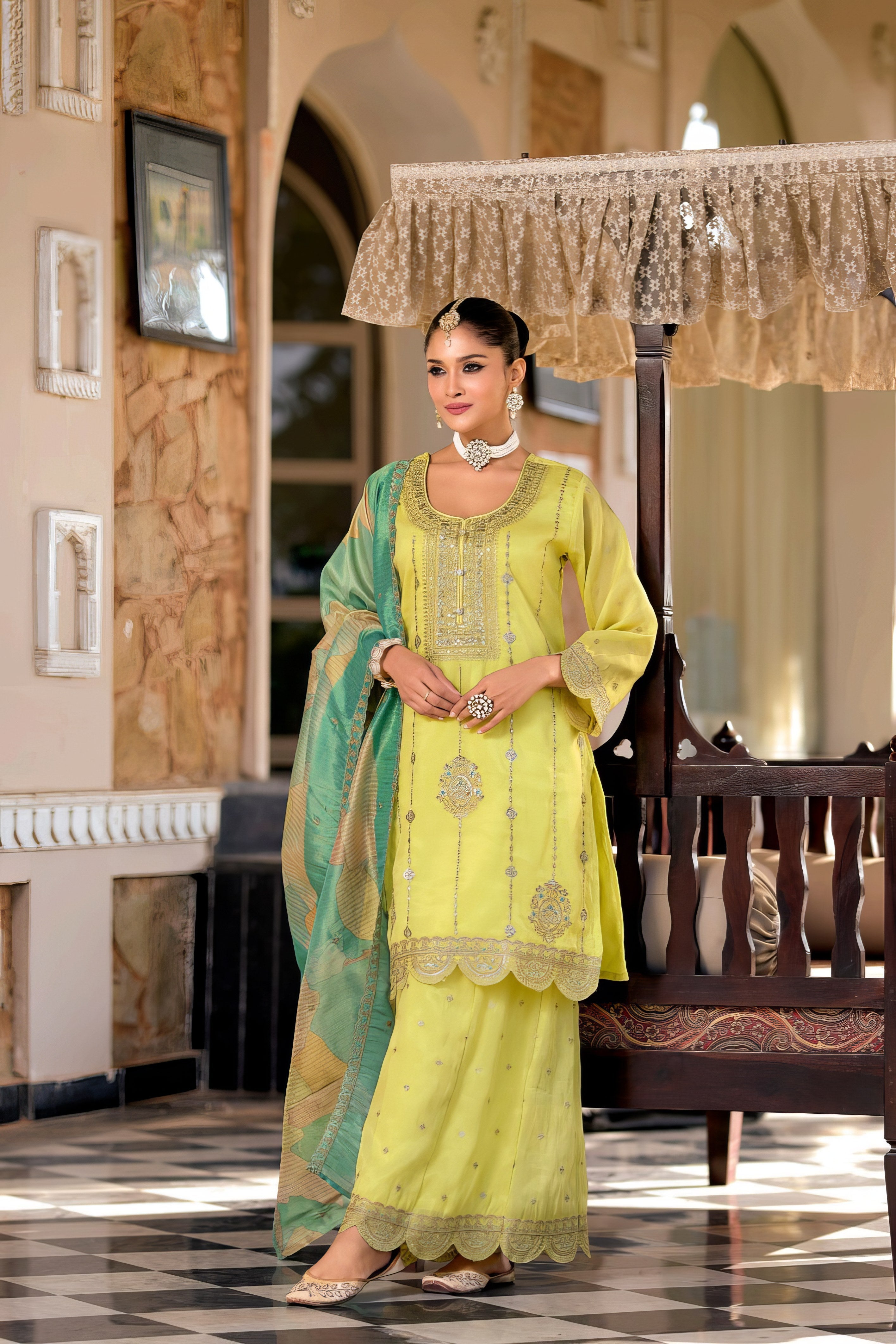 Simaya Embroidered Sharara LXSR0079