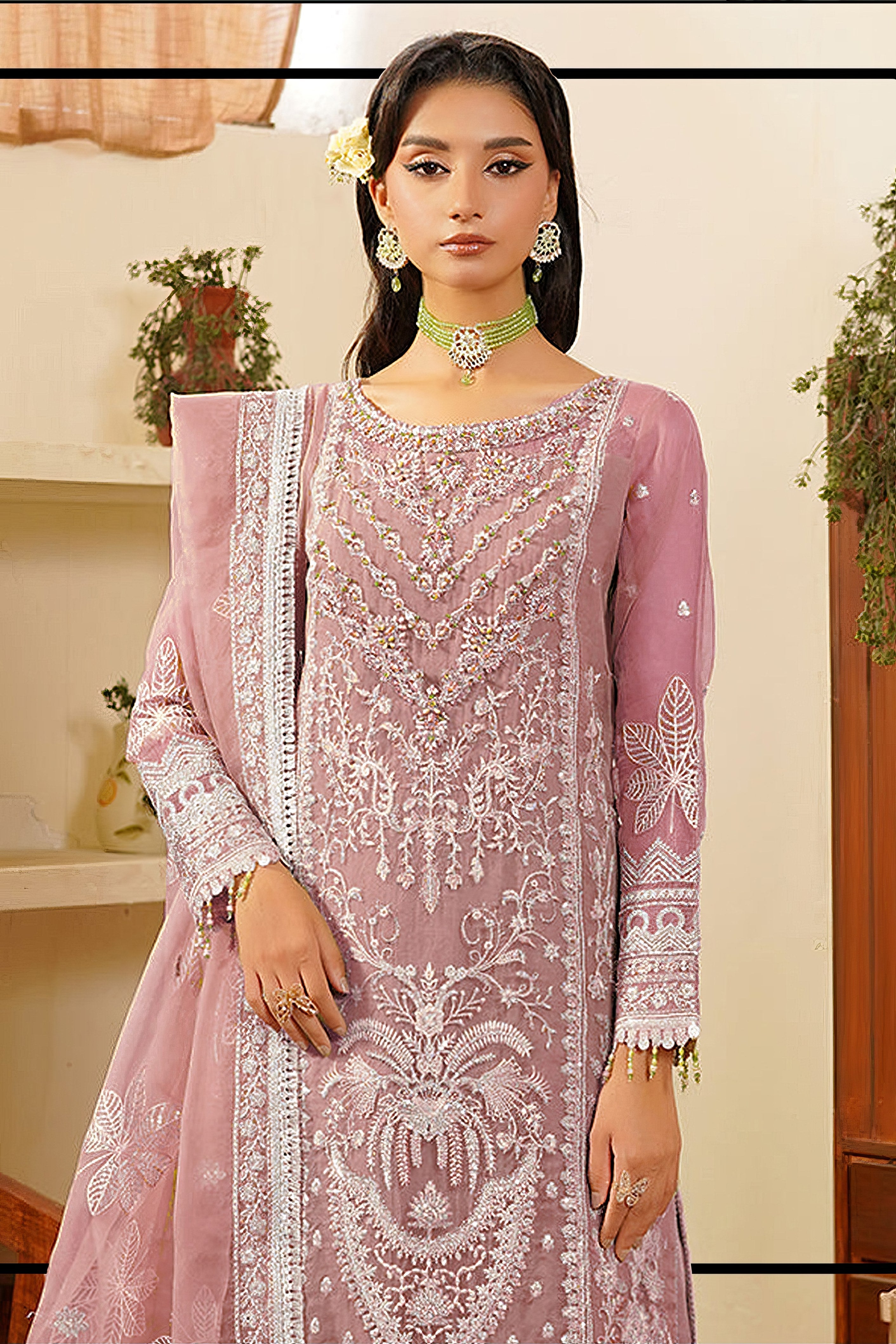 Organza Aura Embroidered Pakistani suit LXPK0032