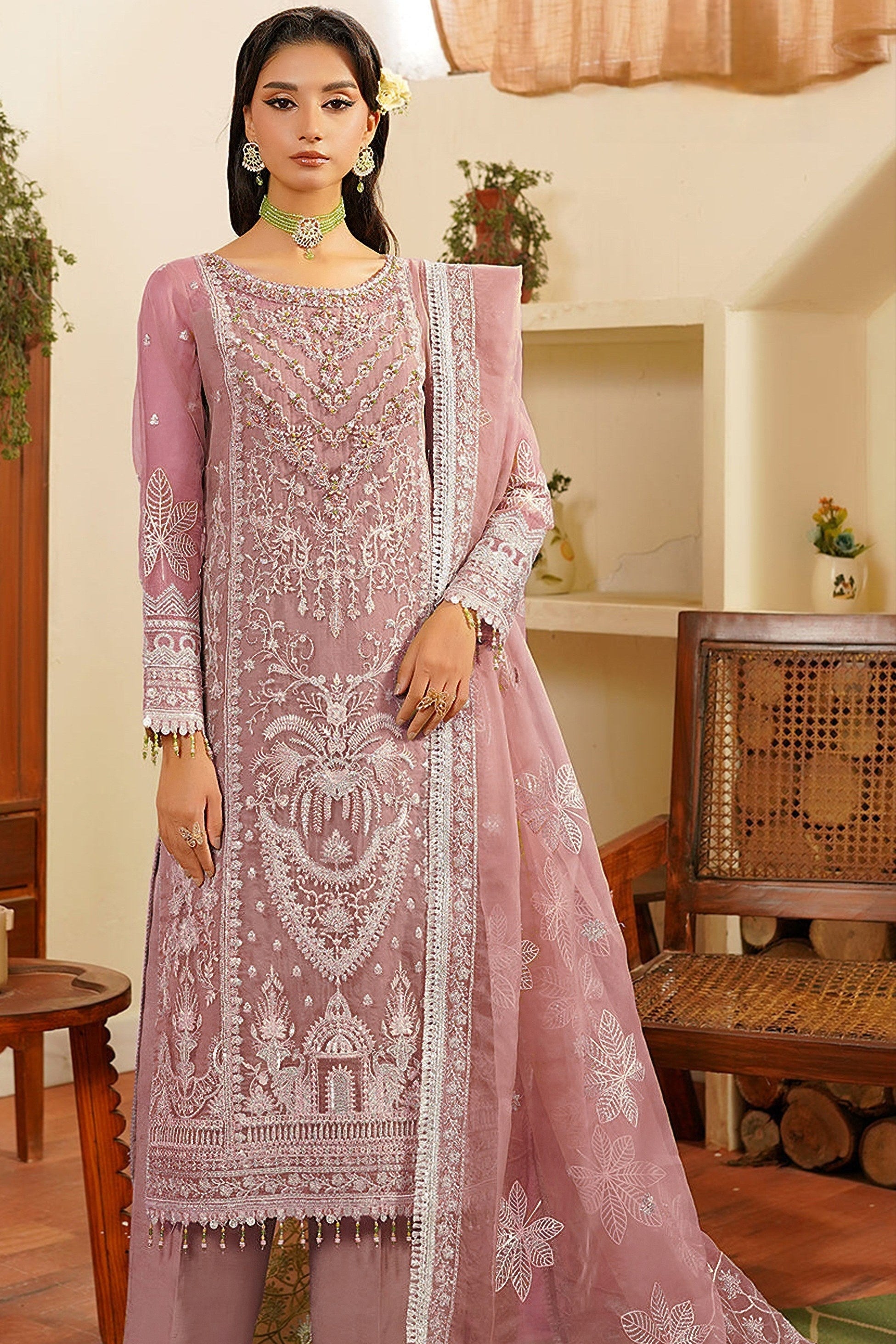 Organza Aura Embroidered Pakistani suit LXPK0032