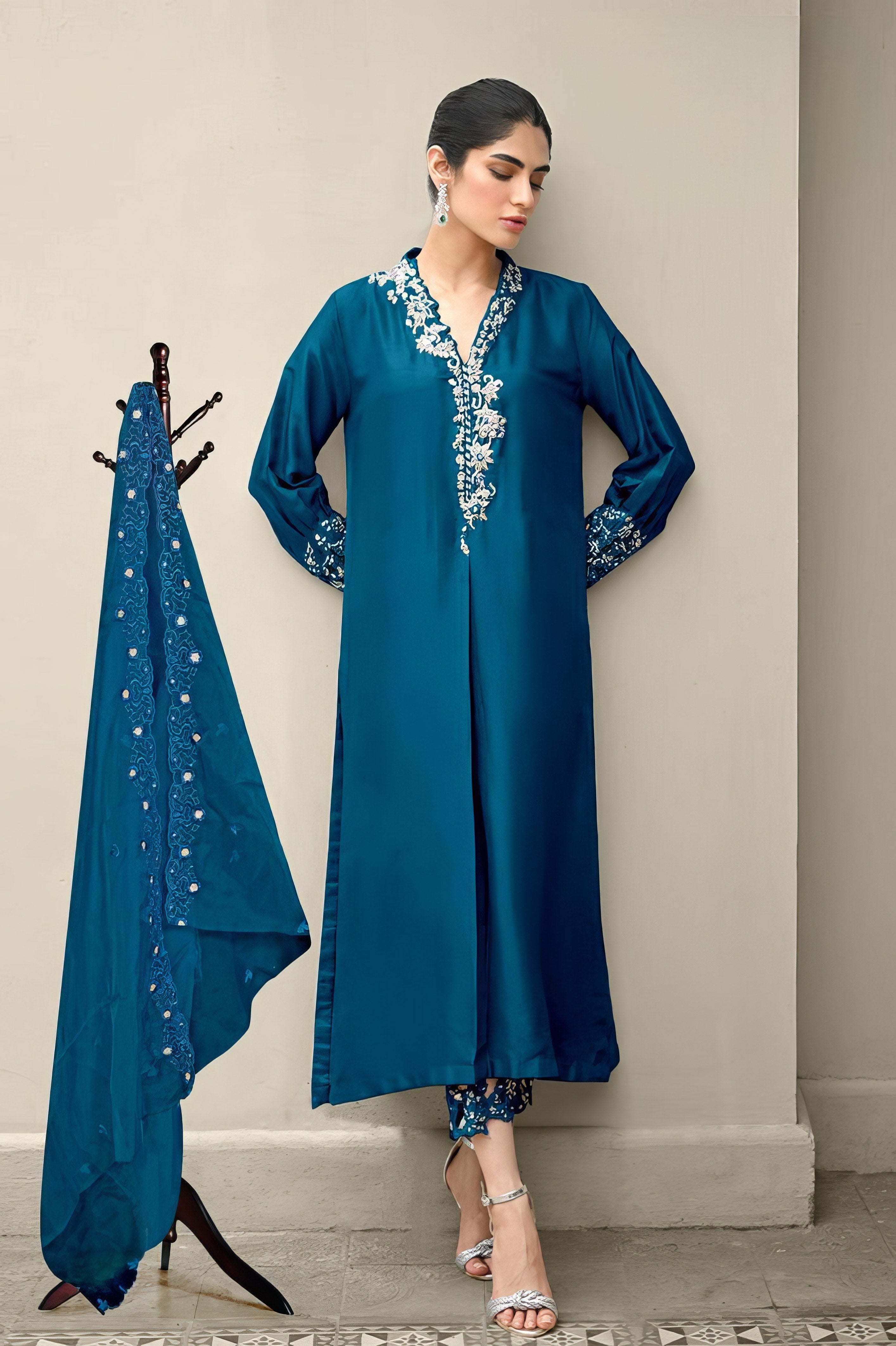 Sahiba Embroidered Satin Pakistani Suit LXPK0070