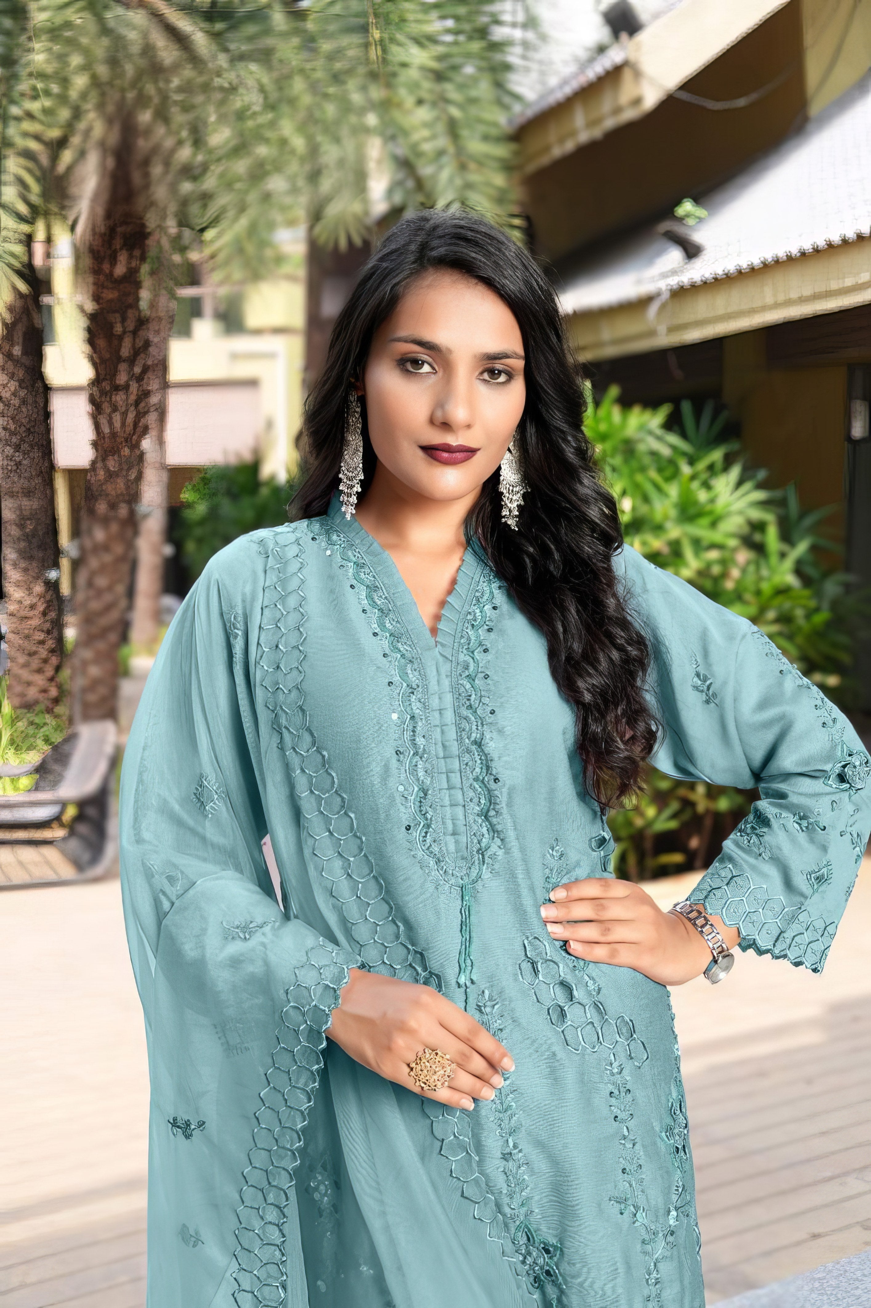 Zehra Embroidered Lee Silk Pakistani Suit LXPK0071