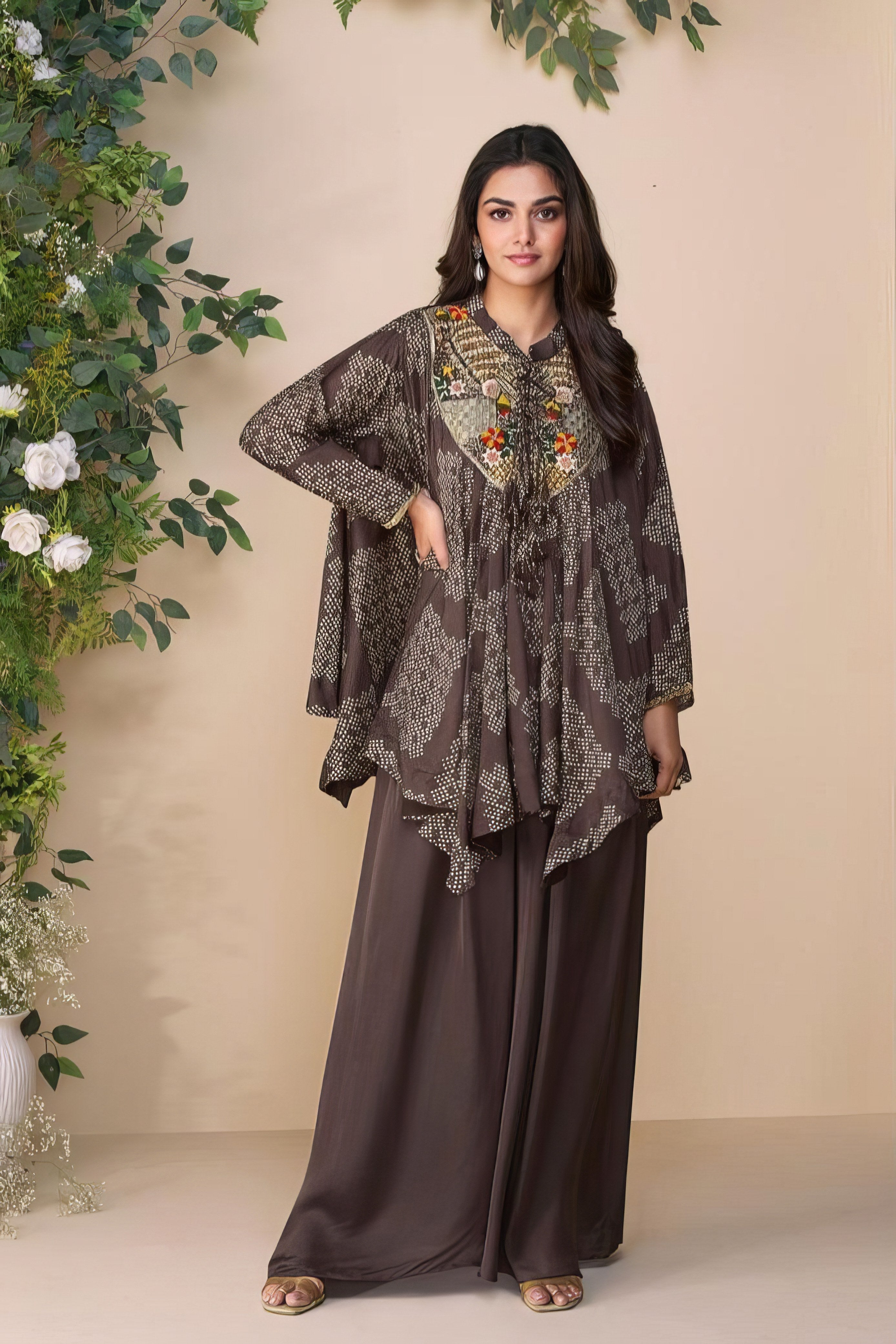 Brown Shaded Premium Sharara Suit LXSR0072