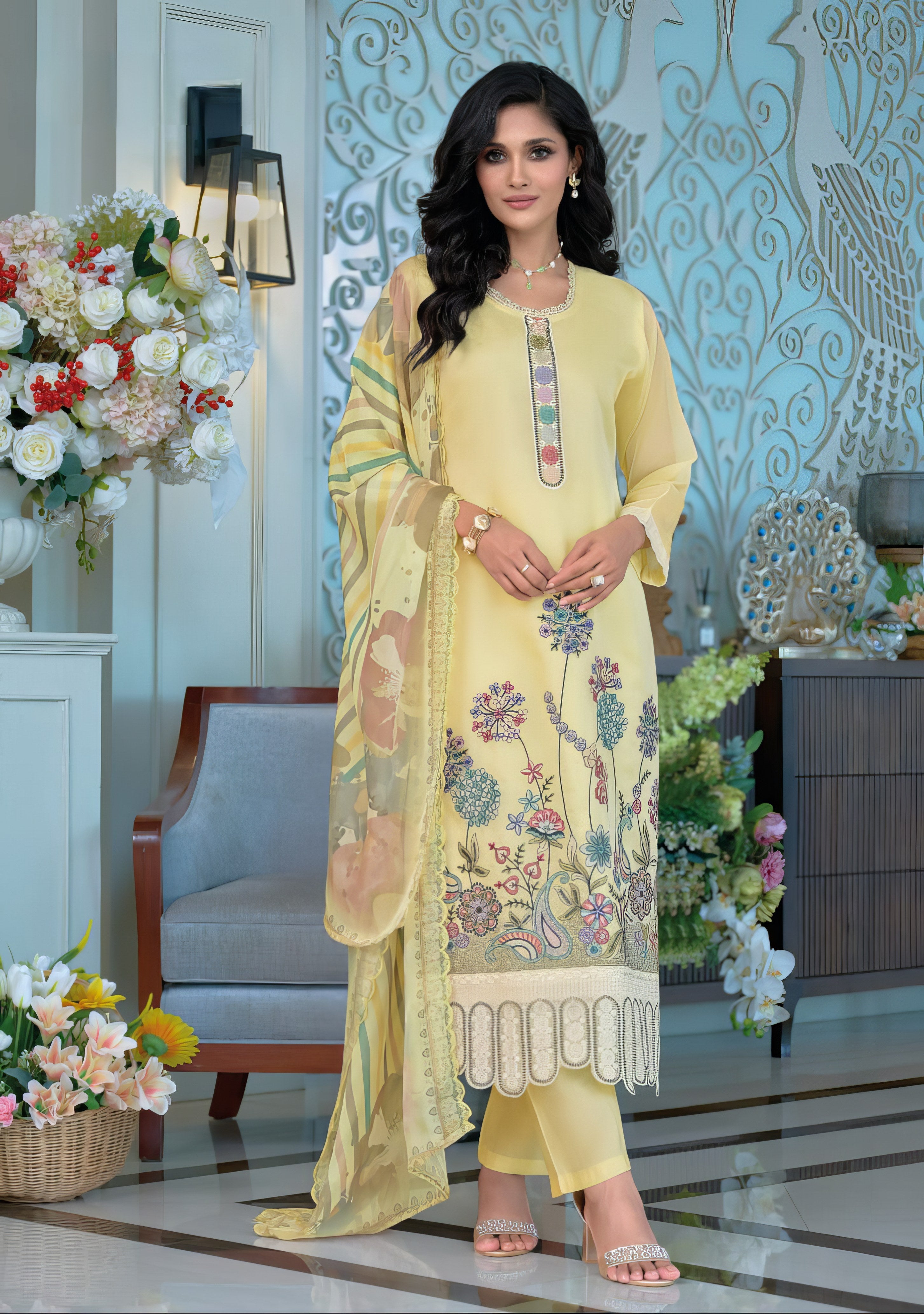 Noor Organza Embroidered Pakistani Suit LXPK0078