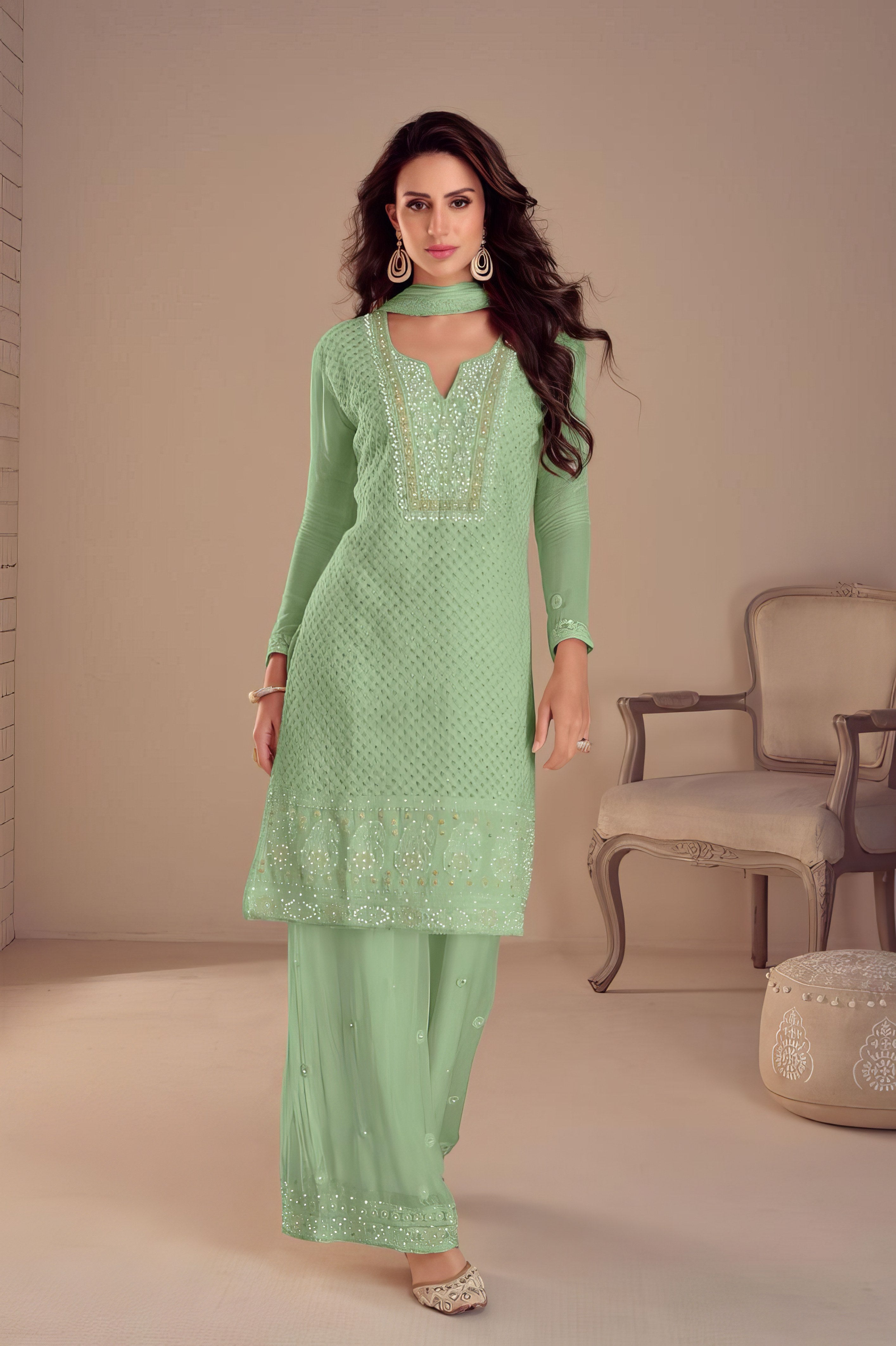 Georgette Essence Plazzo Suit LXSR0084