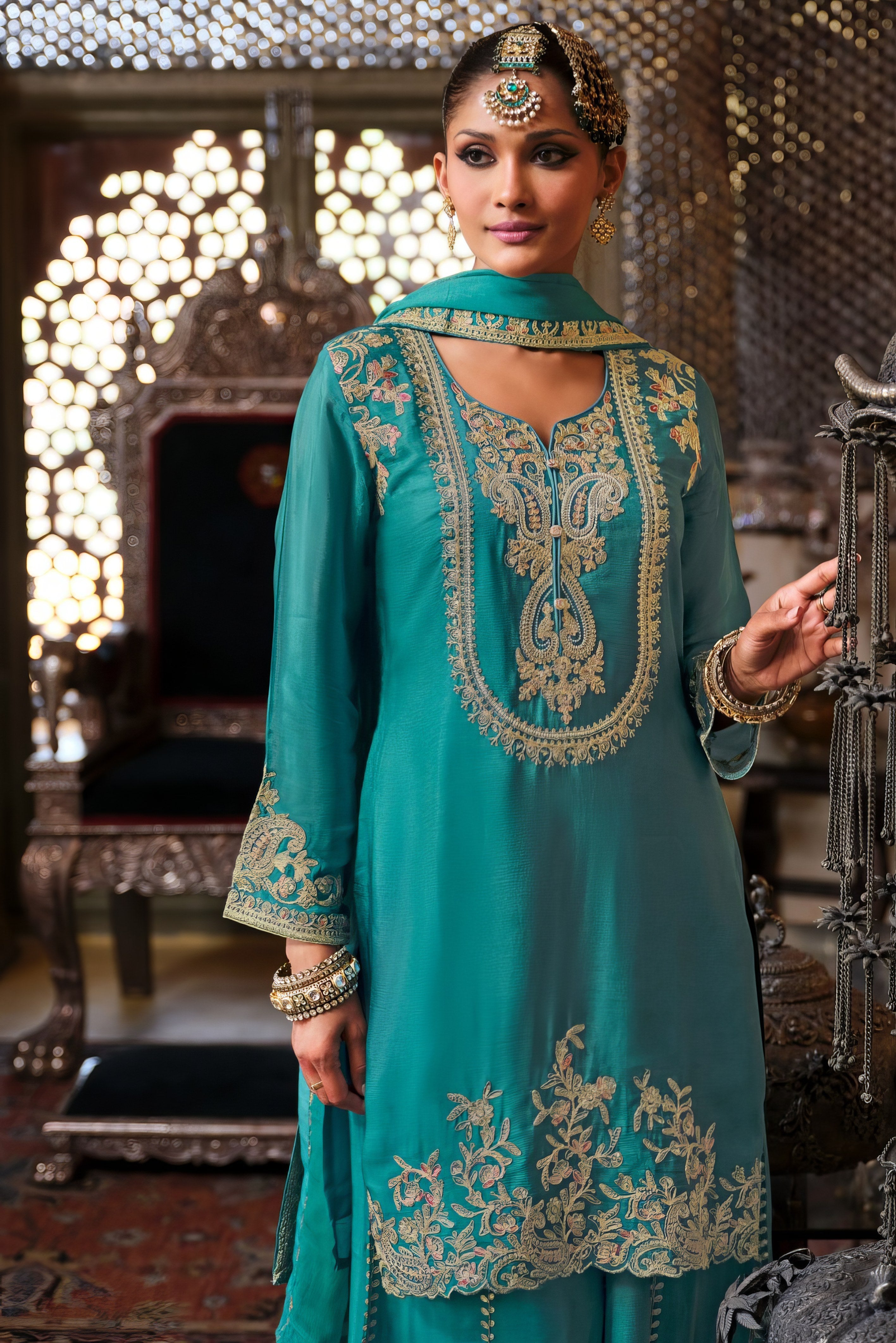 Embroidered Charm Sharara LXSR0093