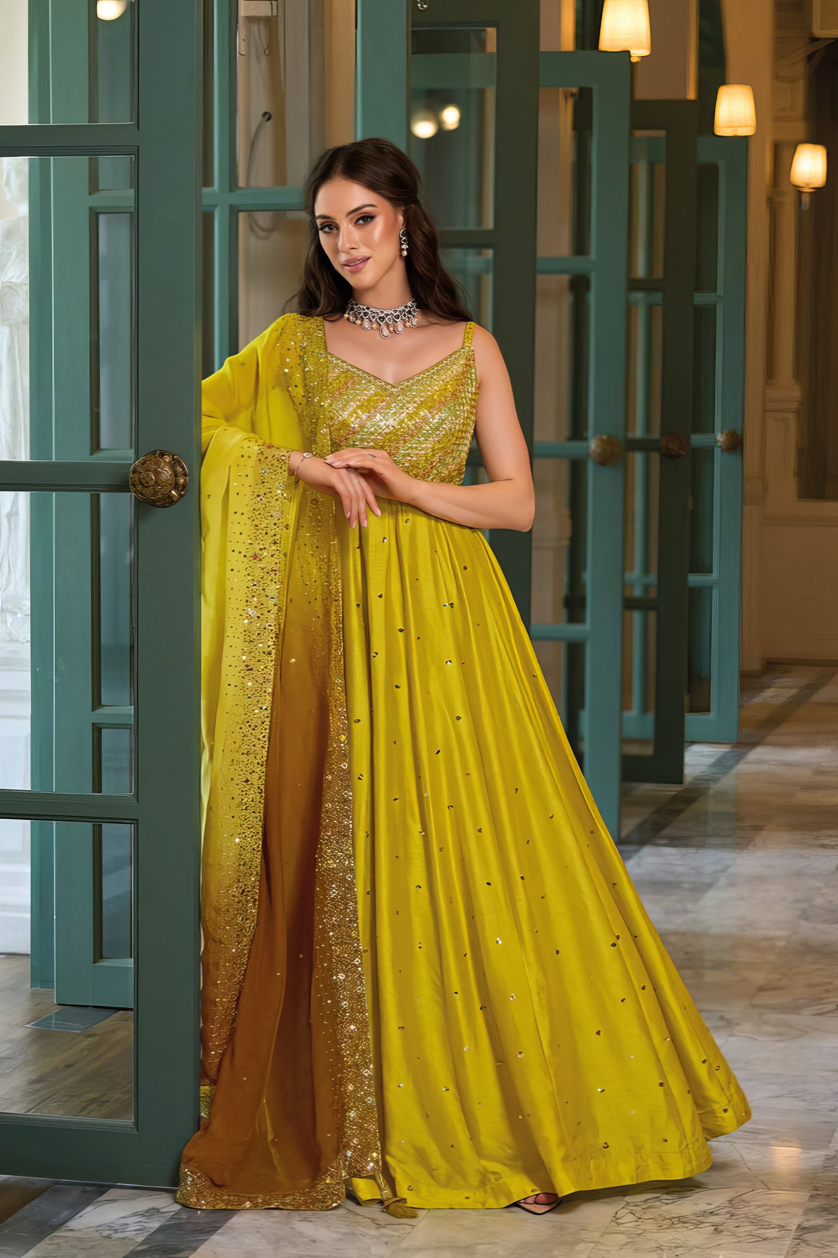 Zohra Silk Ensemble Gown LXGW0047