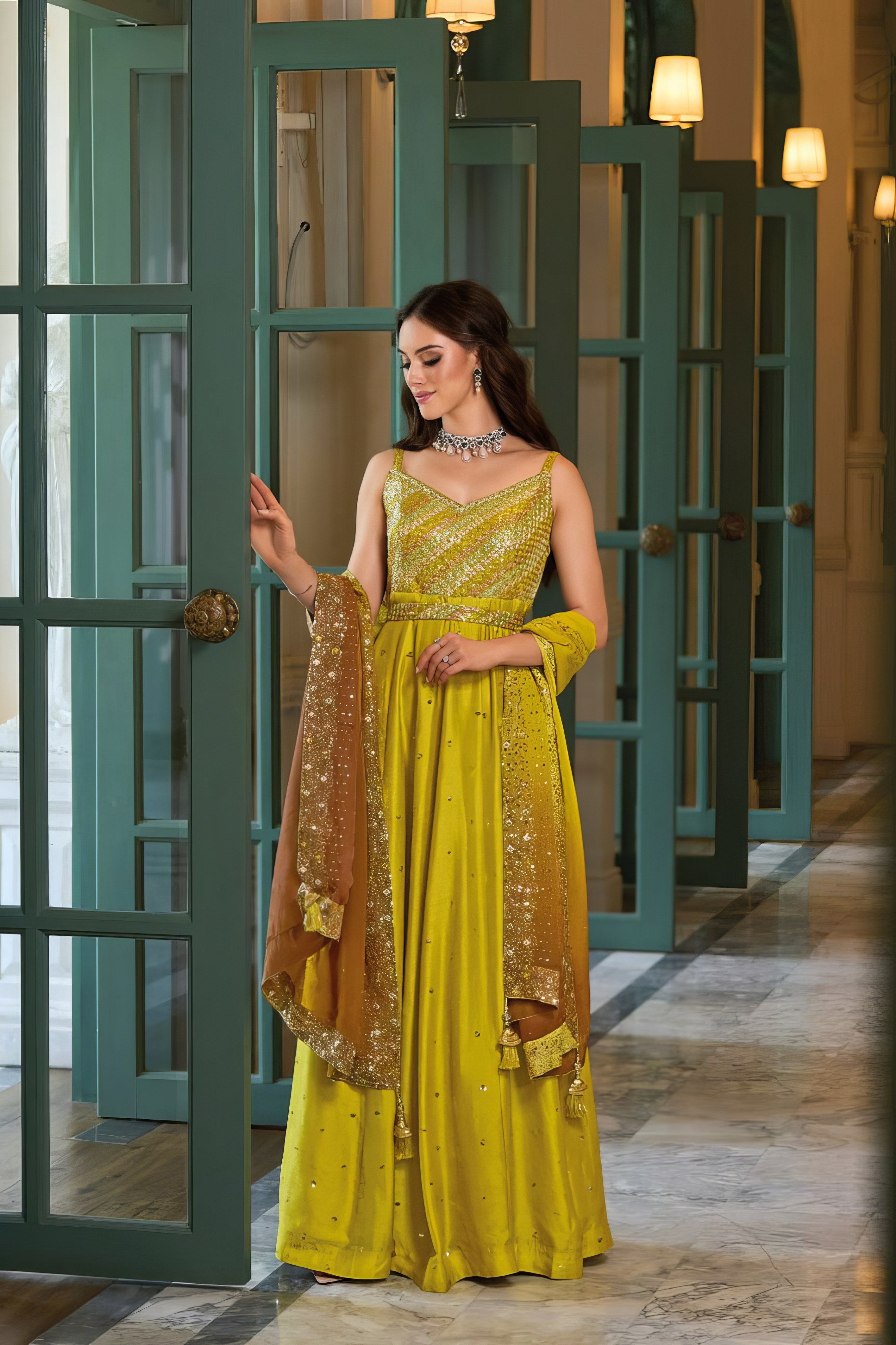 Zohra Silk Ensemble Gown LXGW0047