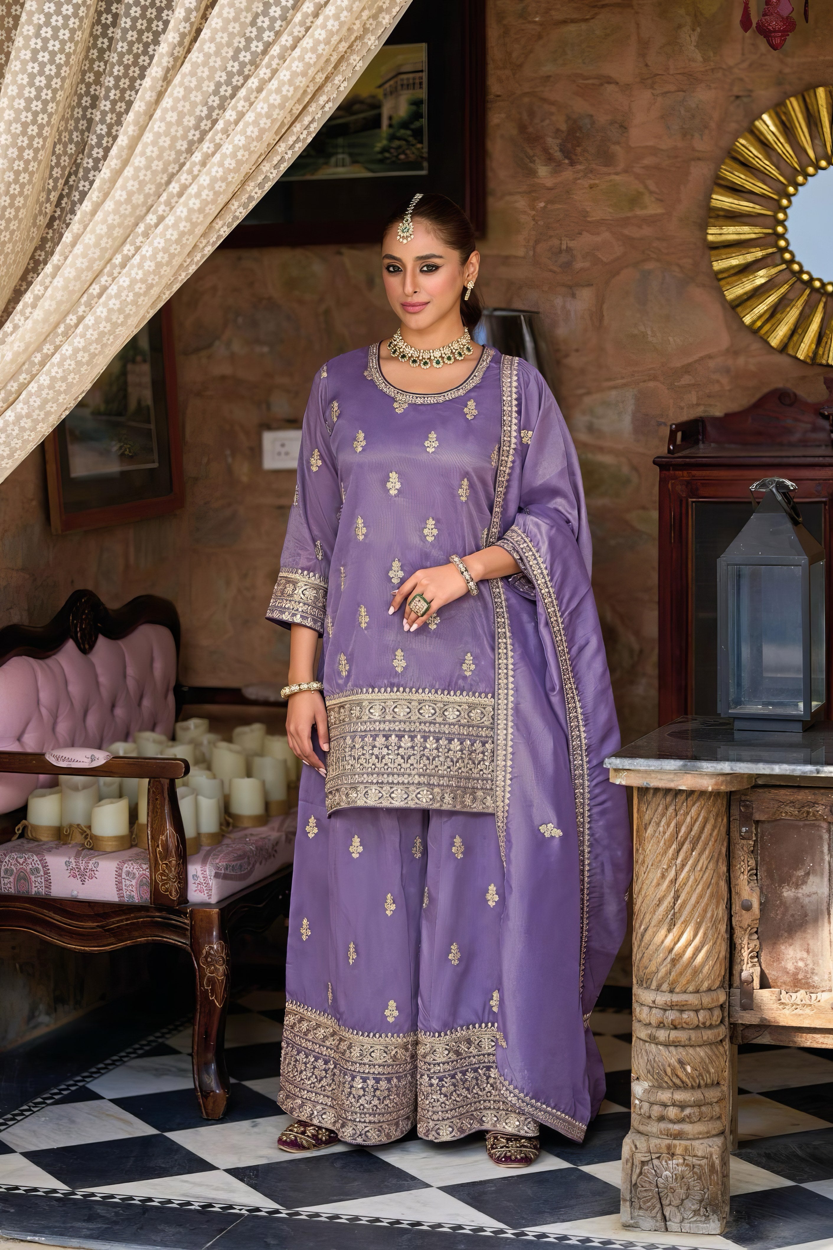 The Embroidered Simar Sharara LXSR0096