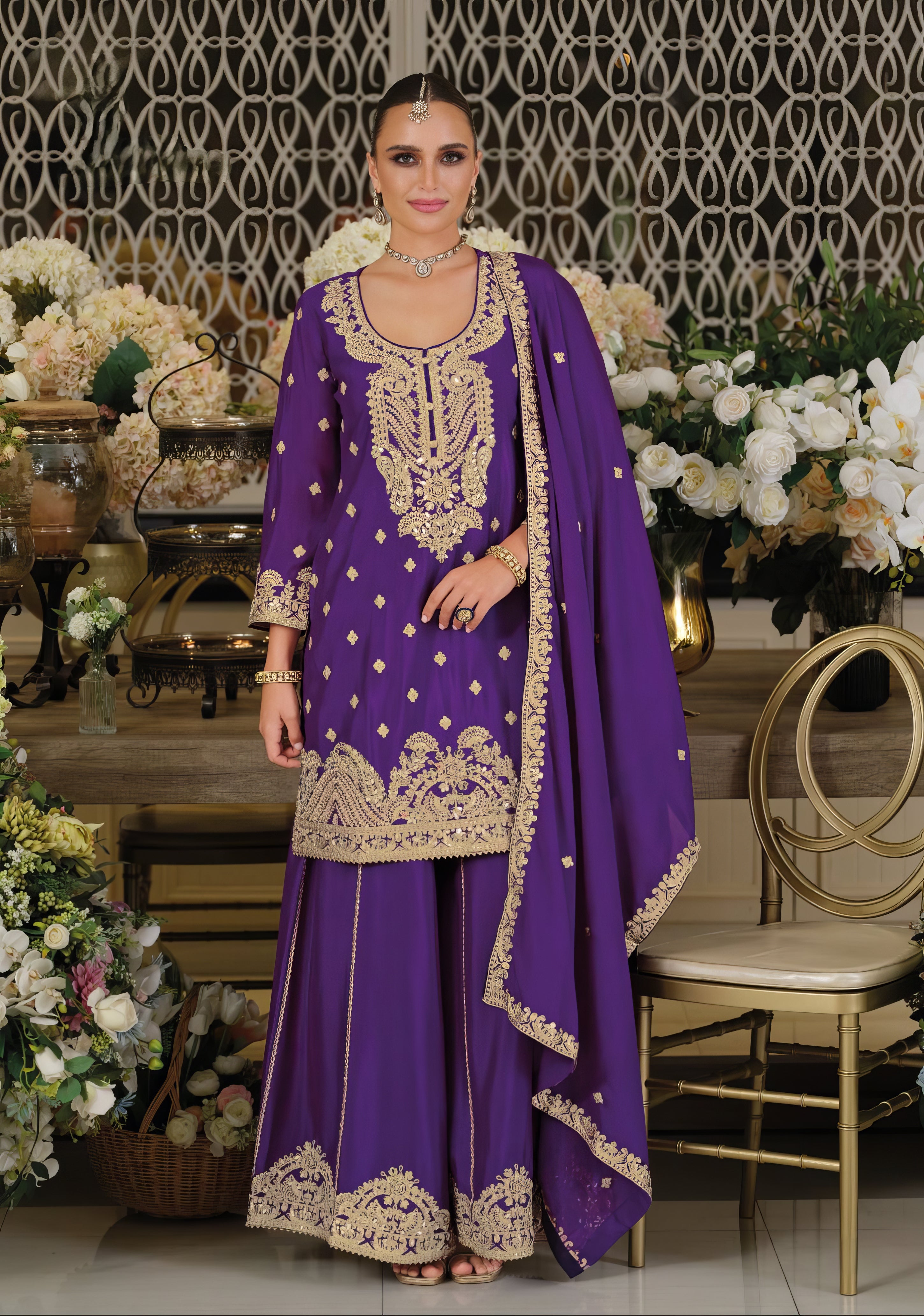 Noor Chinon Embroidery Sharara Set LXSR0117