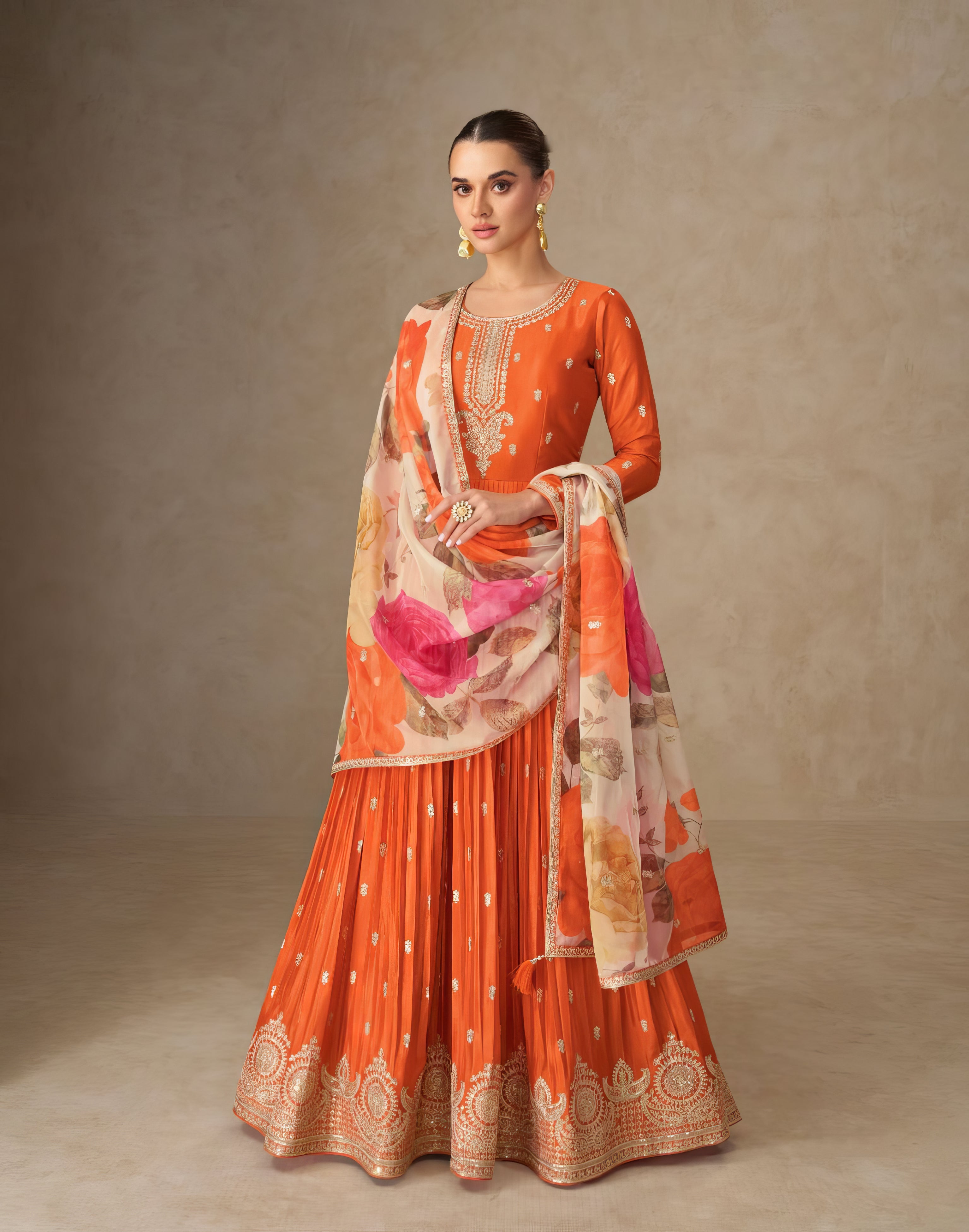 Zariya Silk Ensemble Gown LXGW0049