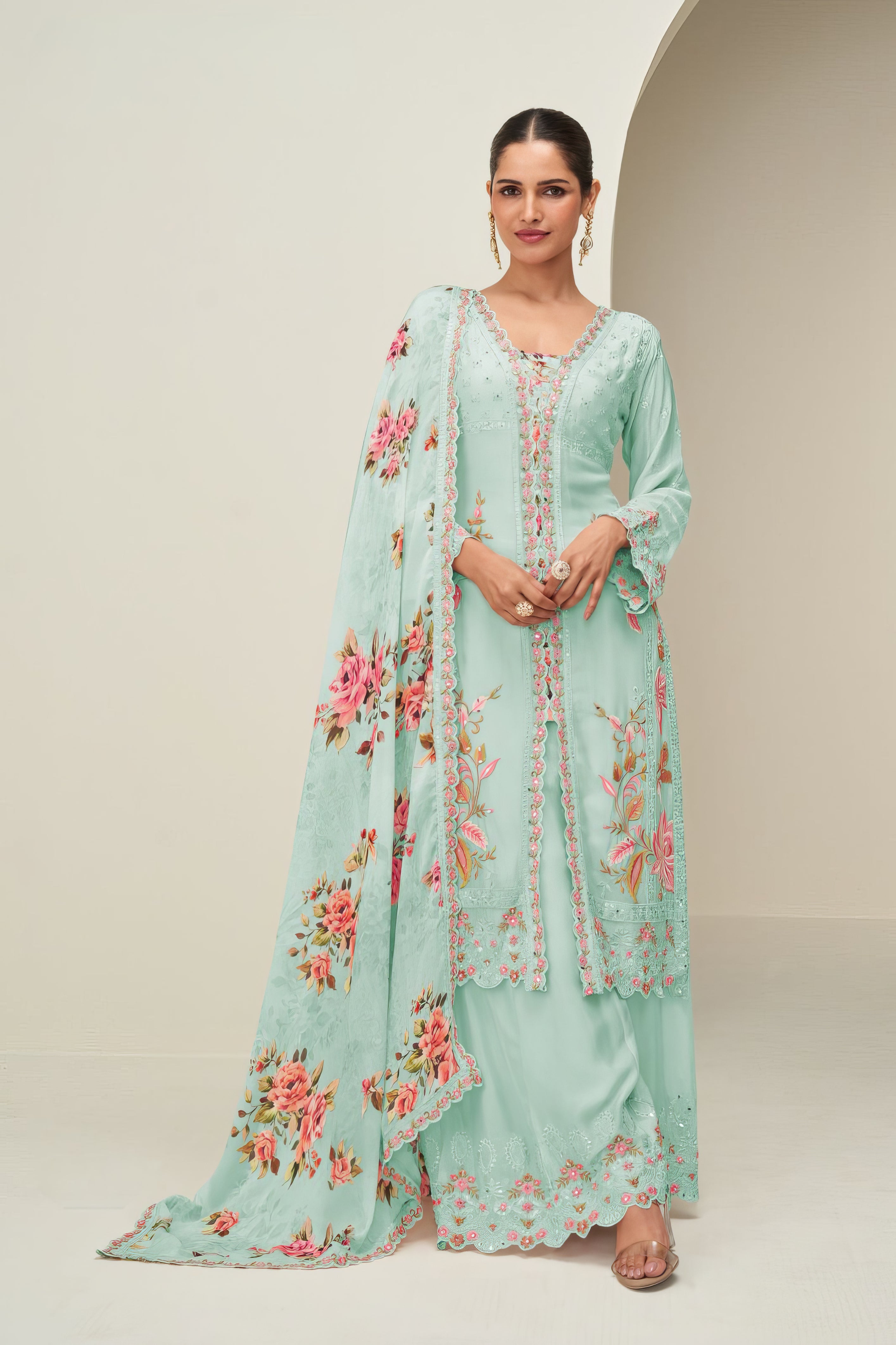 Premium Chinnon Silk Sharara Set LXSR0126
