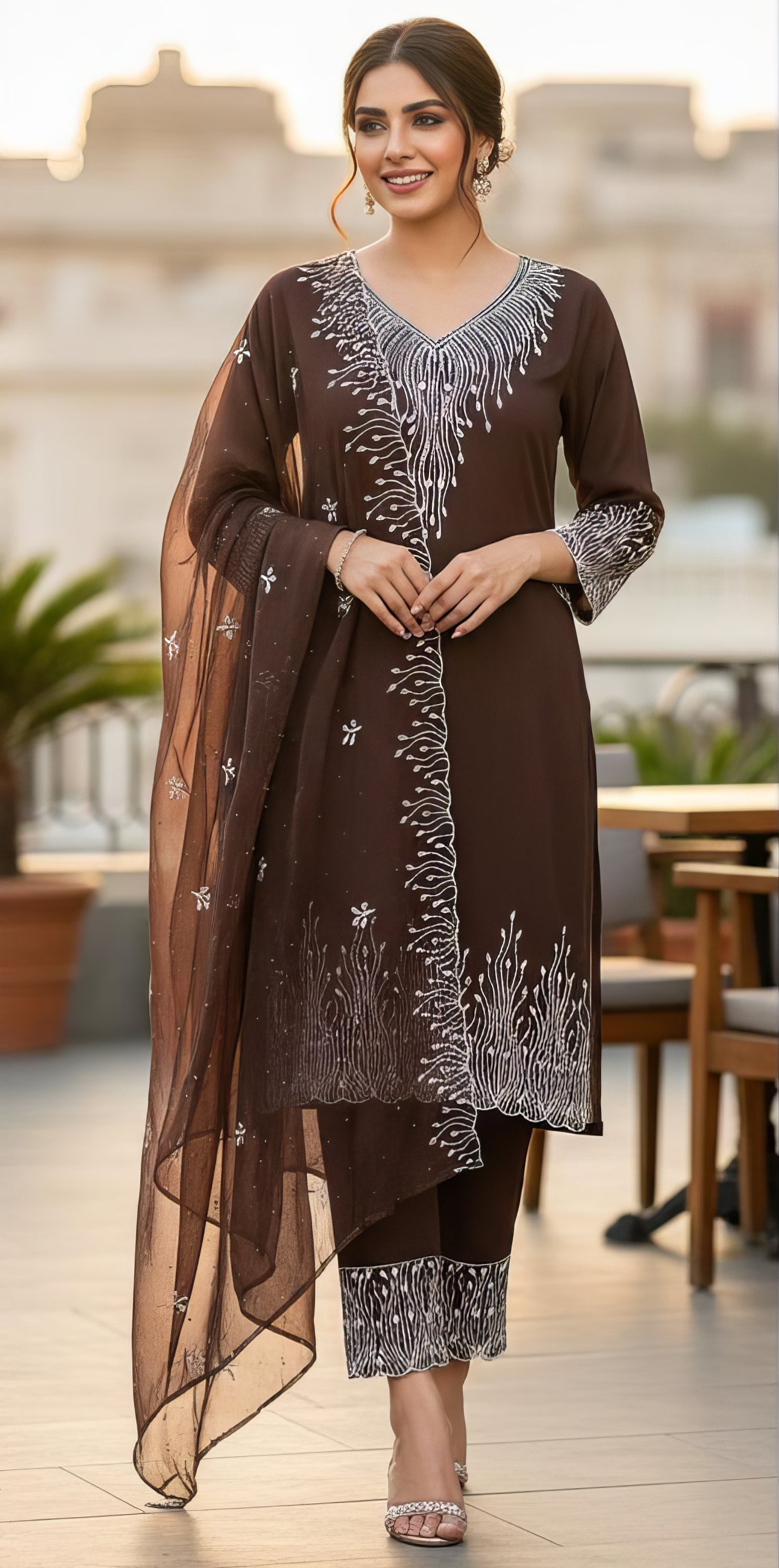 Heavy Georgette Zarkan Work Suit Set EAST0056