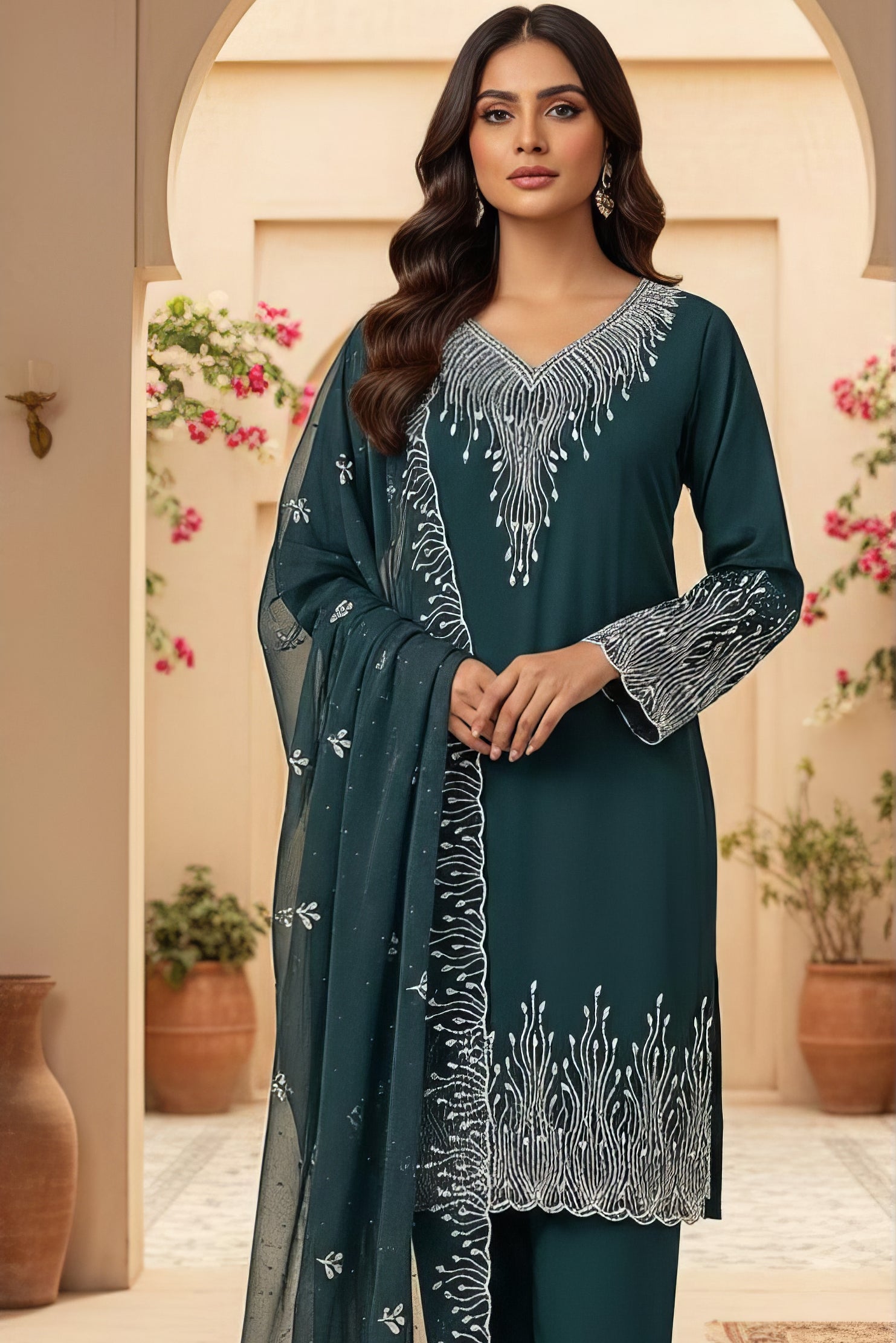 Heavy Georgette Zarkan Work Suit Set EAST0057