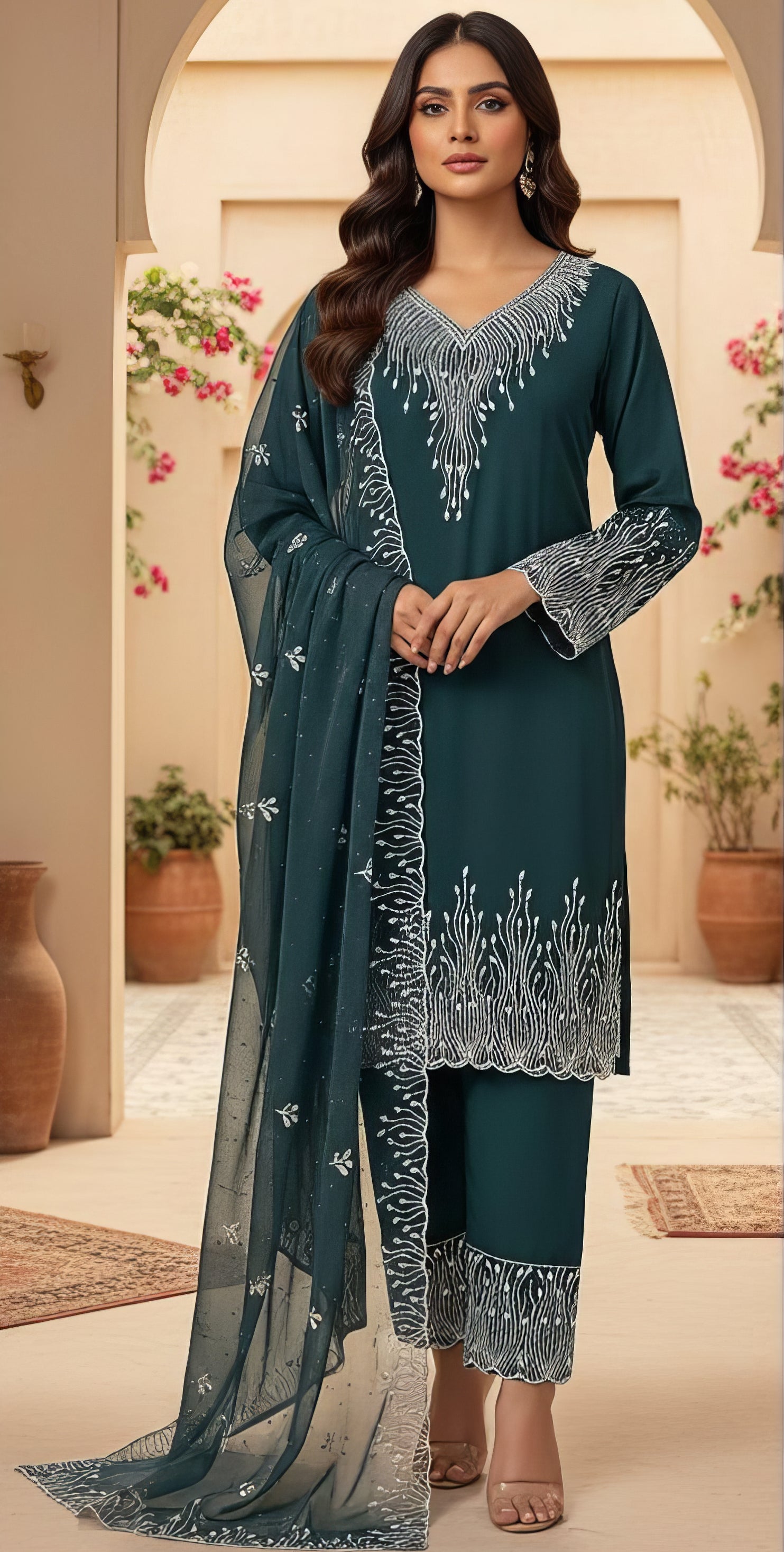 Heavy Georgette Zarkan Work Suit Set EAST0057