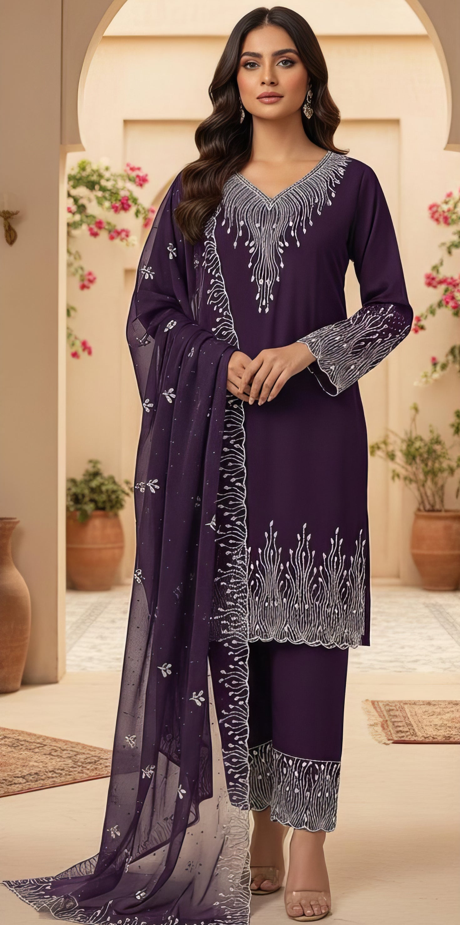 Heavy Georgette Zarkan Work Suit Set EAST0058
