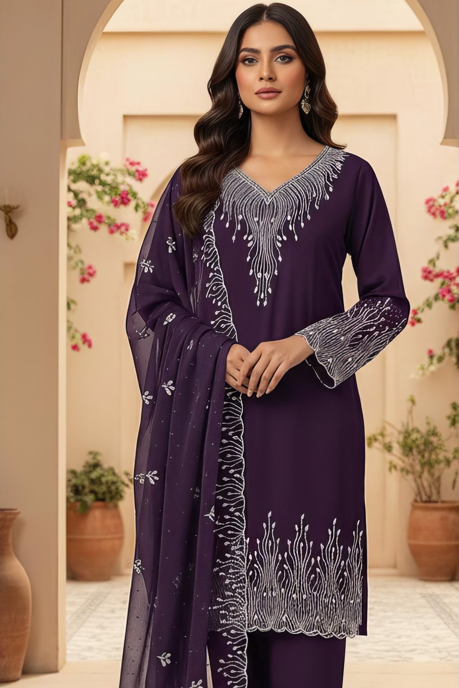 Heavy Georgette Zarkan Work Suit Set EAST0058