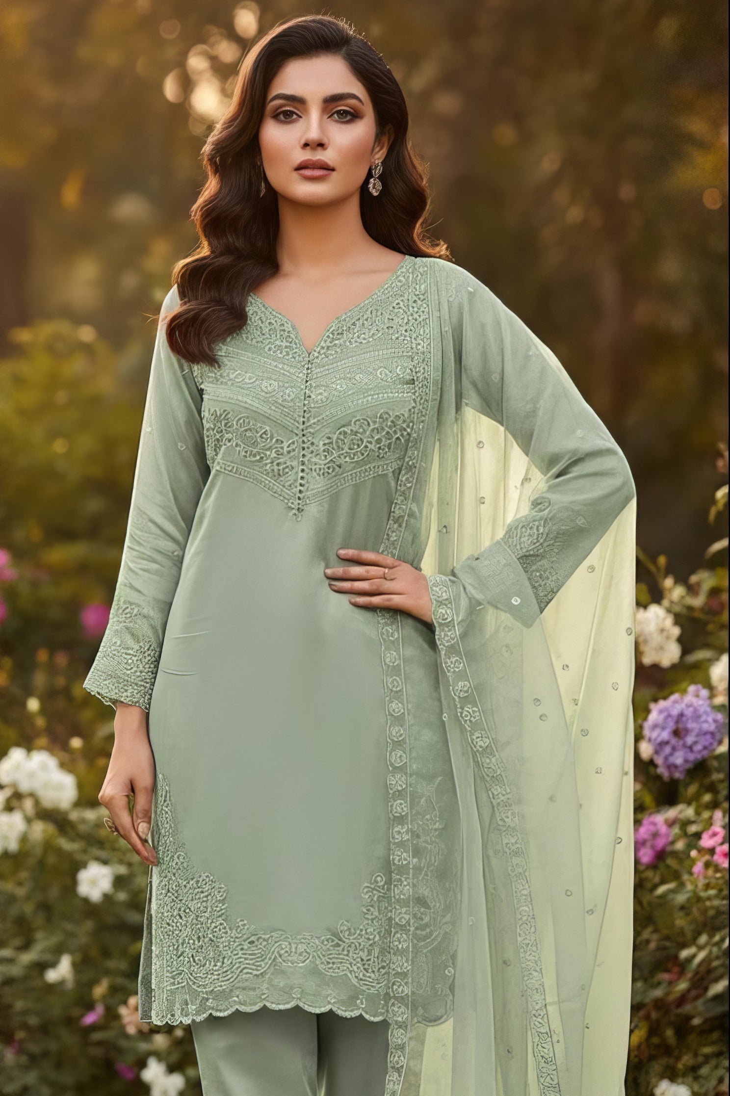 Graceful Cristal Viscose Suit Set EAST0054