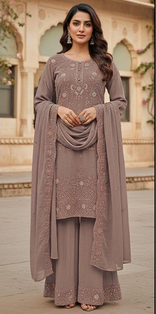 Heavy Georgette Zarkan Work Suit Set with Plazo EASR0082