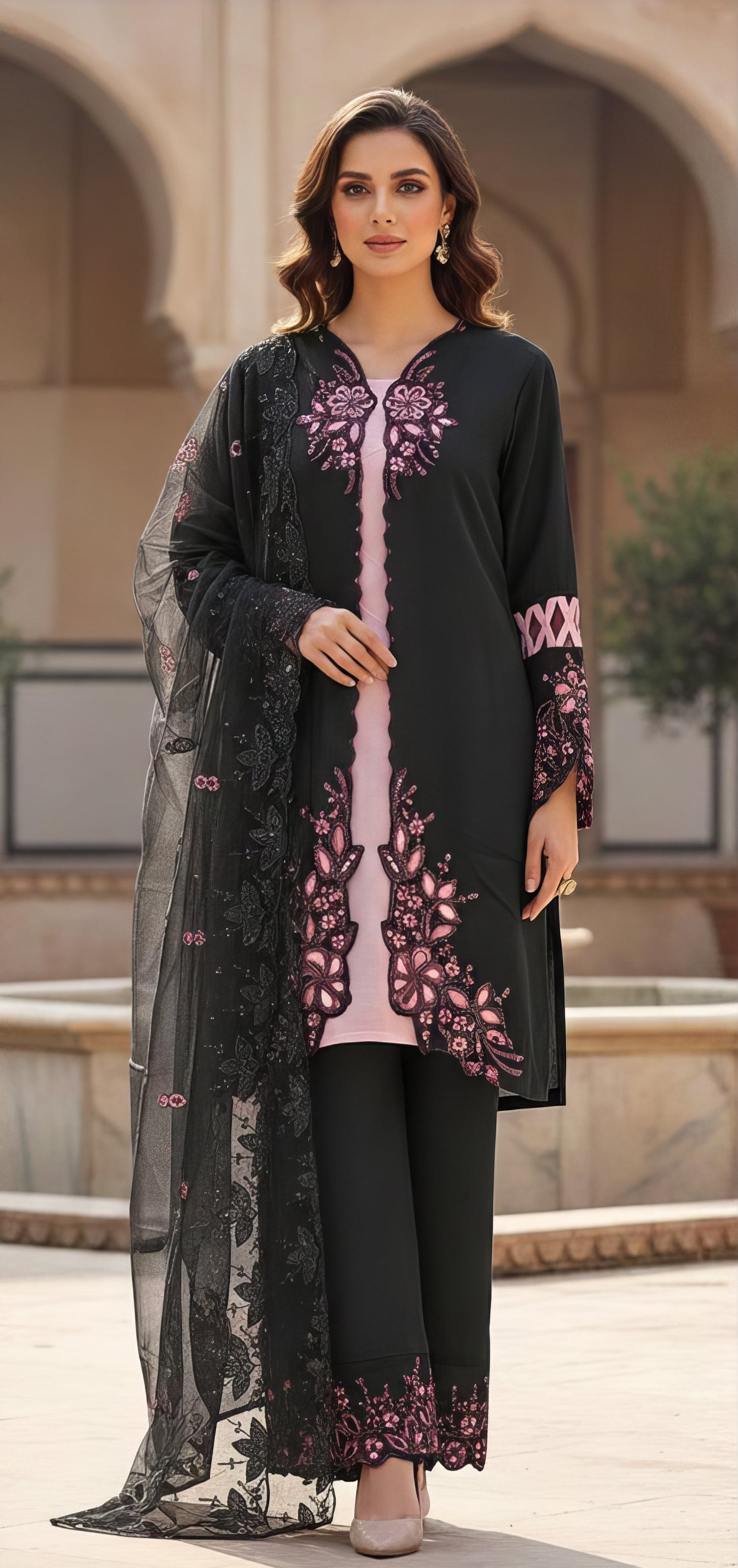Cristal Viscose Suit with Heavy Organza Dupatta Pakistani Suit EAPK0118