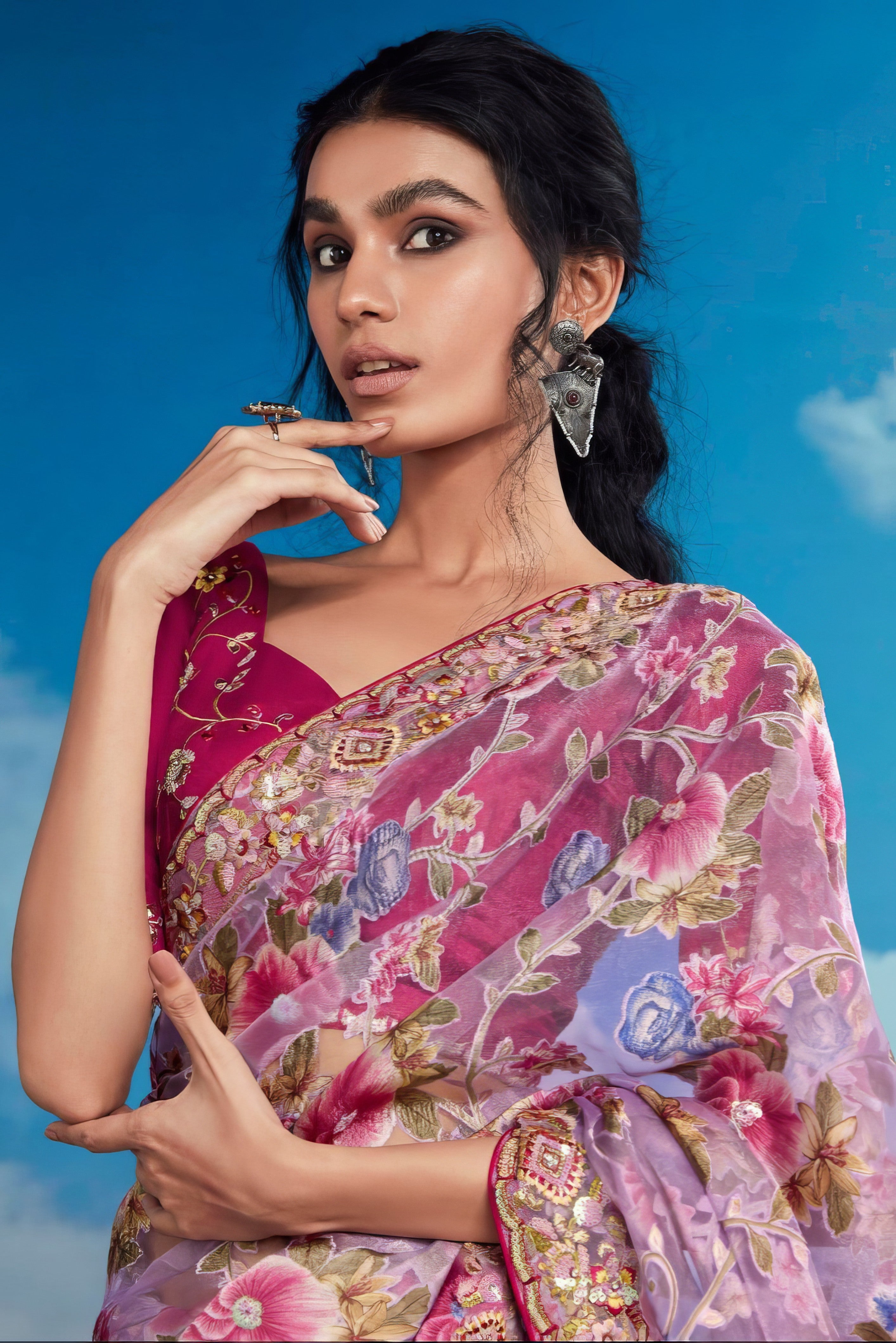 Pure Brasso Fabric Saree LXSE0028