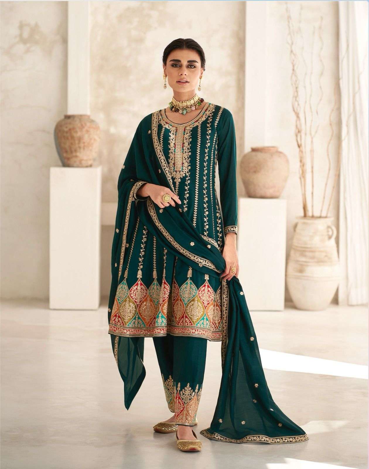 Premium Silk Suit With Sequence Work EAST0002