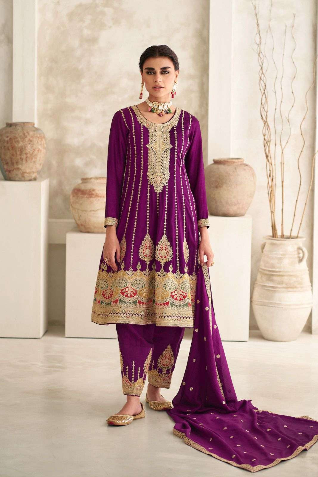 Premium Silk Suit With Sequence Work EAST0002