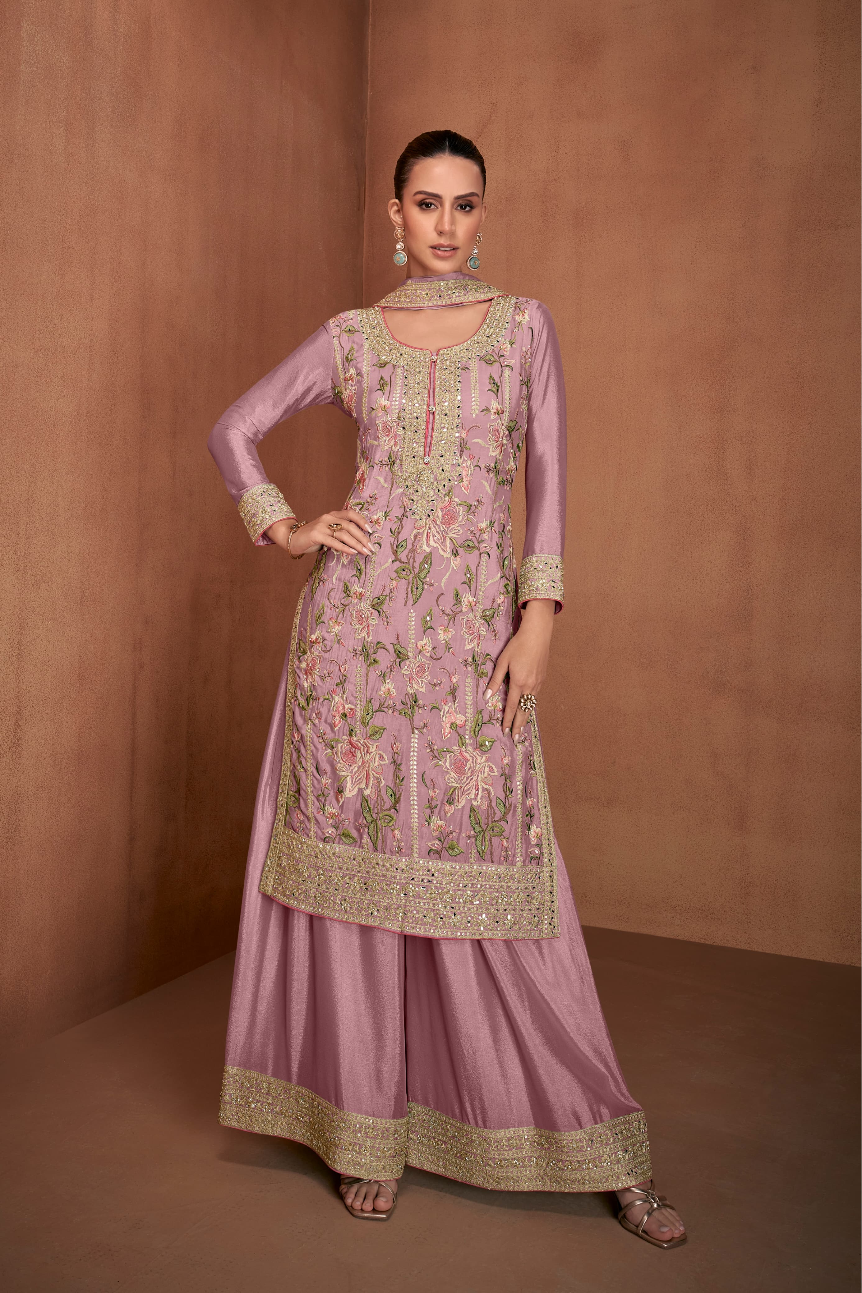 Multi-thread Embroideried sharara EASR0009