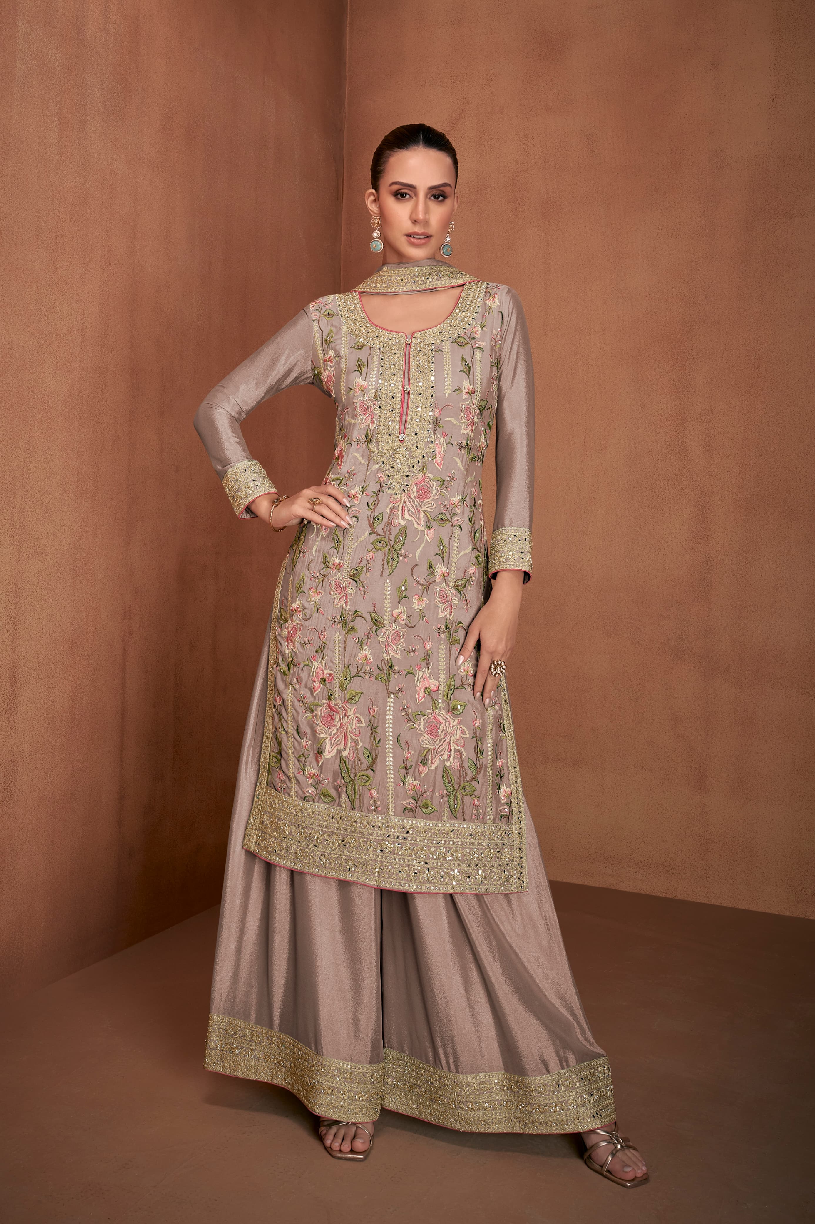 Multi-thread Embroideried sharara EASR0009