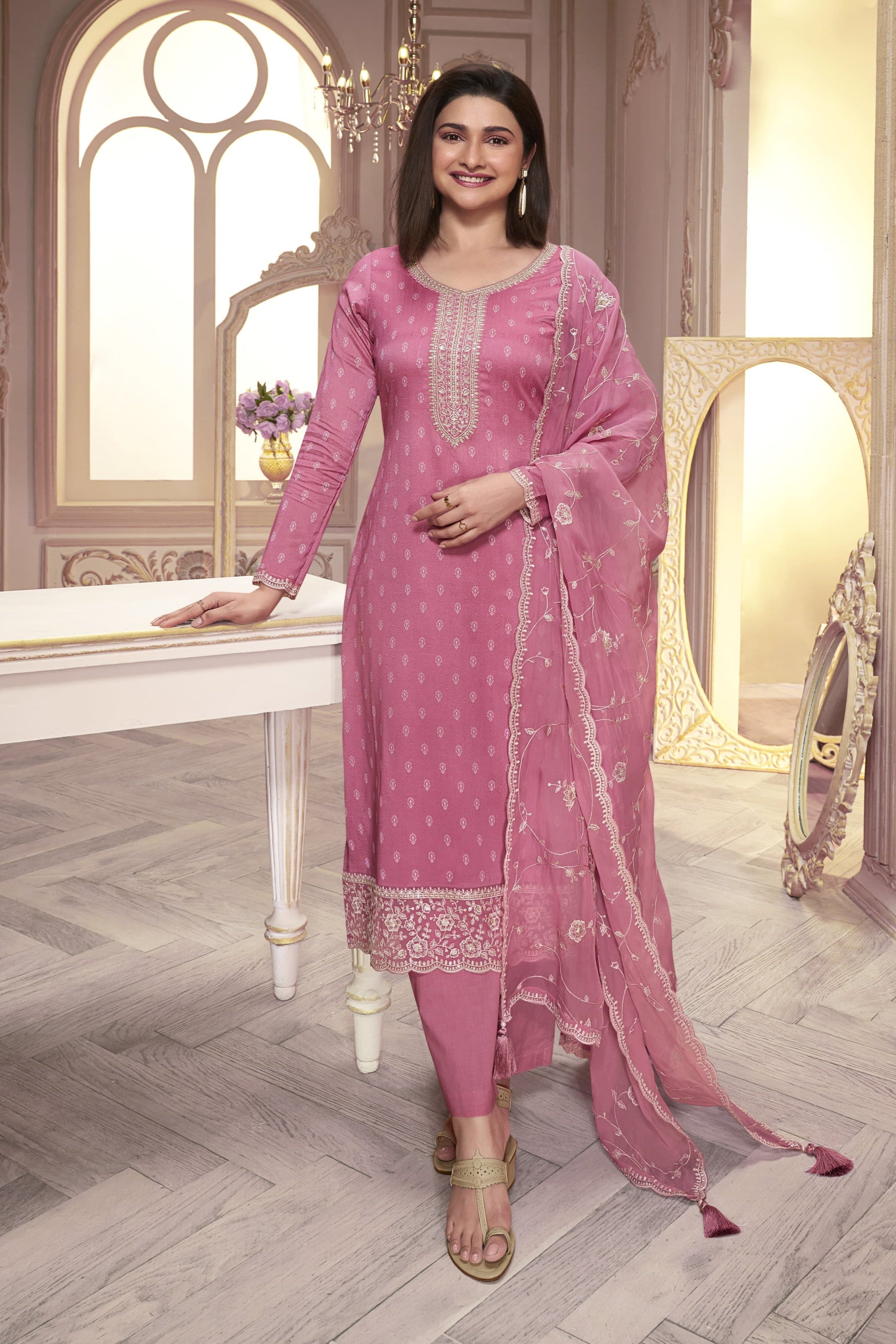 Suit with Heavy Thread Embroidery Work EAST0013