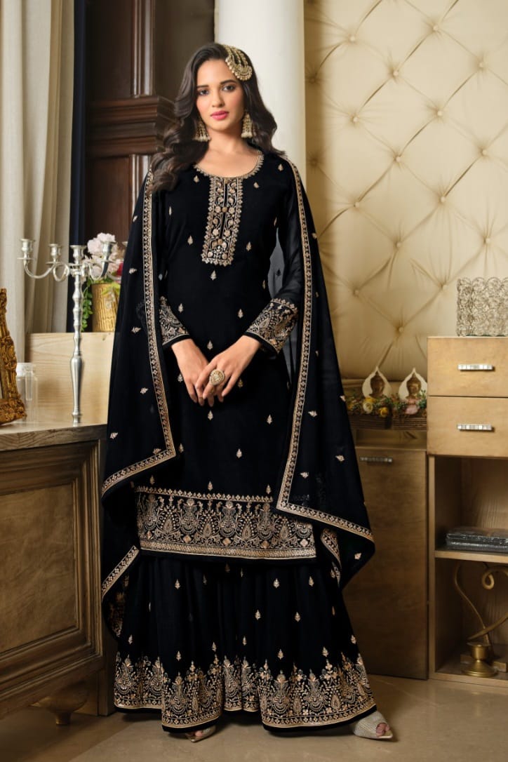 Designer Sharara Suit with Sequence & Lace Dupatta EASR0001