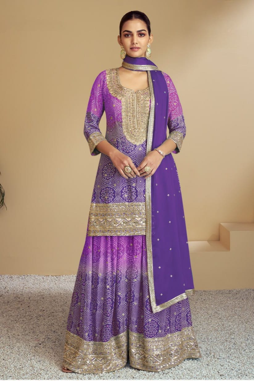 Digital Printed Embroidered work SHARARA EASR00018