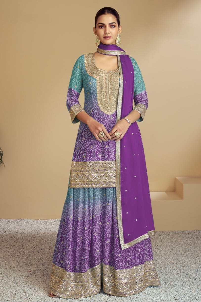 Digital Printed Embroidered work SHARARA EASR00018