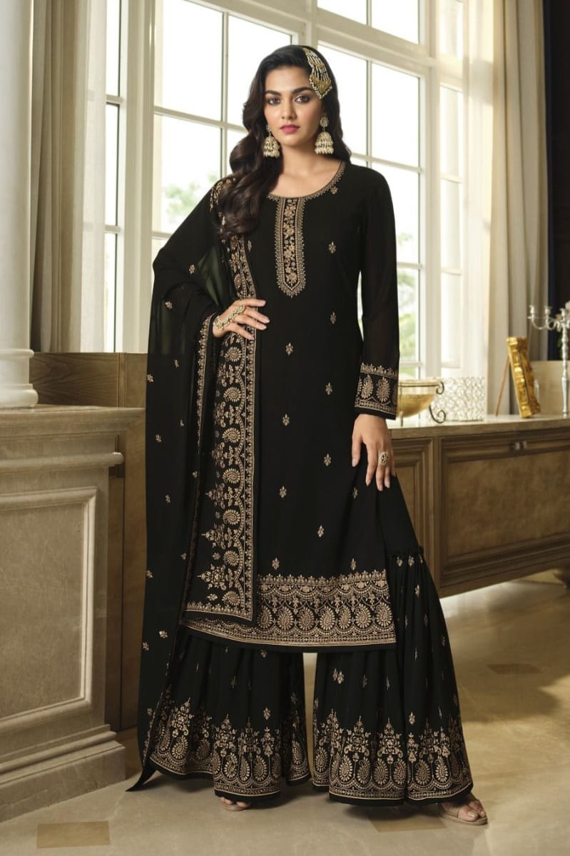 Faux georgette Embroidery Work SHARARA EASR00027