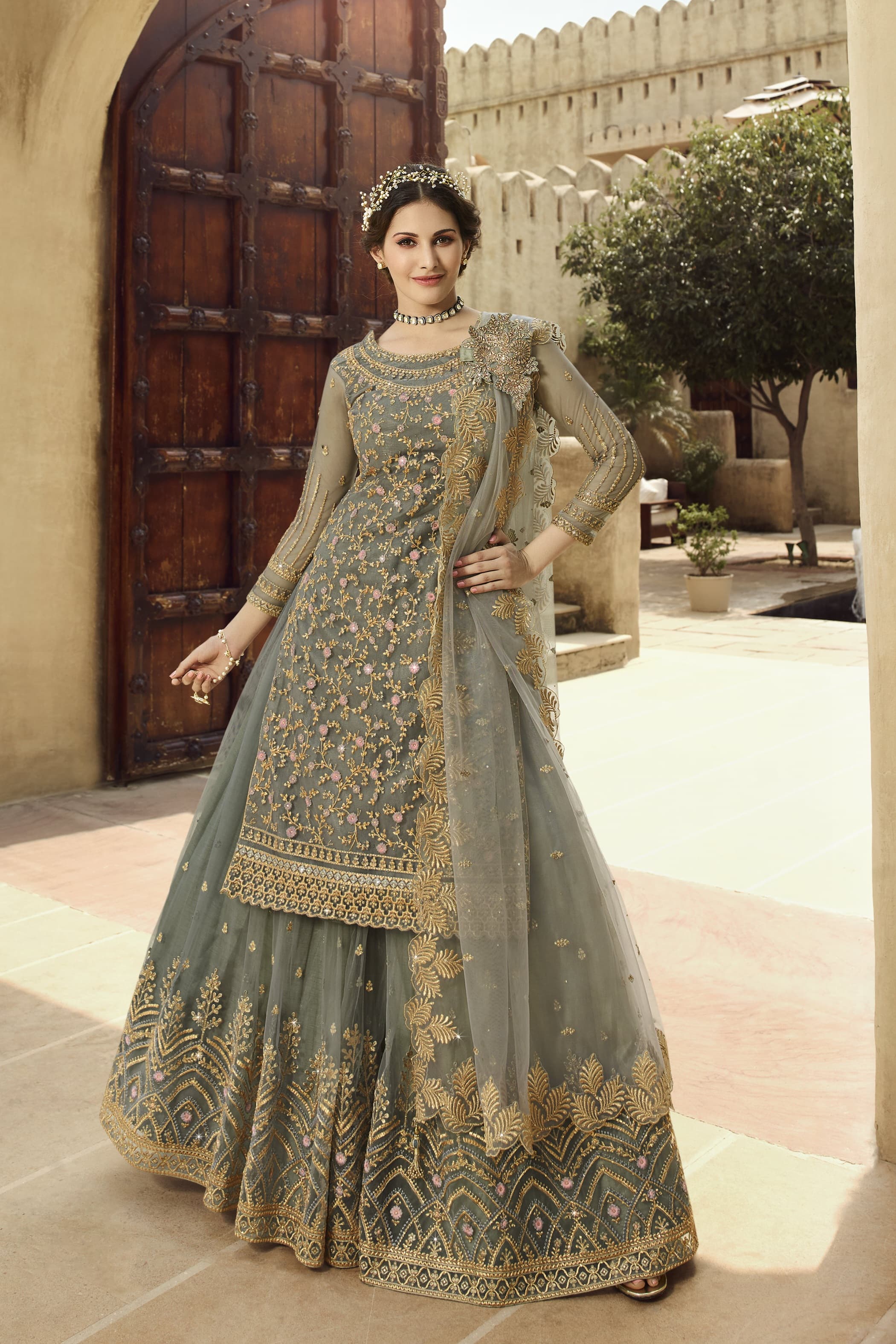 Soft Net Embroidered SHARARA EASR00033
