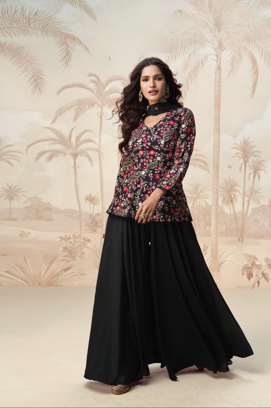 Premium Chinon Silk Luxury Sharara LXSR0006