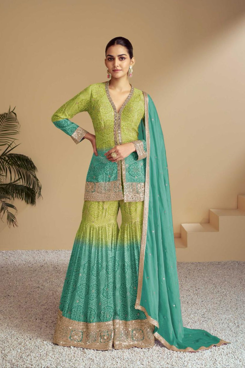 Multi shaded Designer Sharara LXSR0007