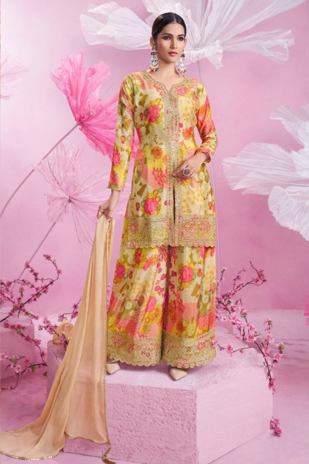 Chinon floral printed Luxury Sharara LXSR0008